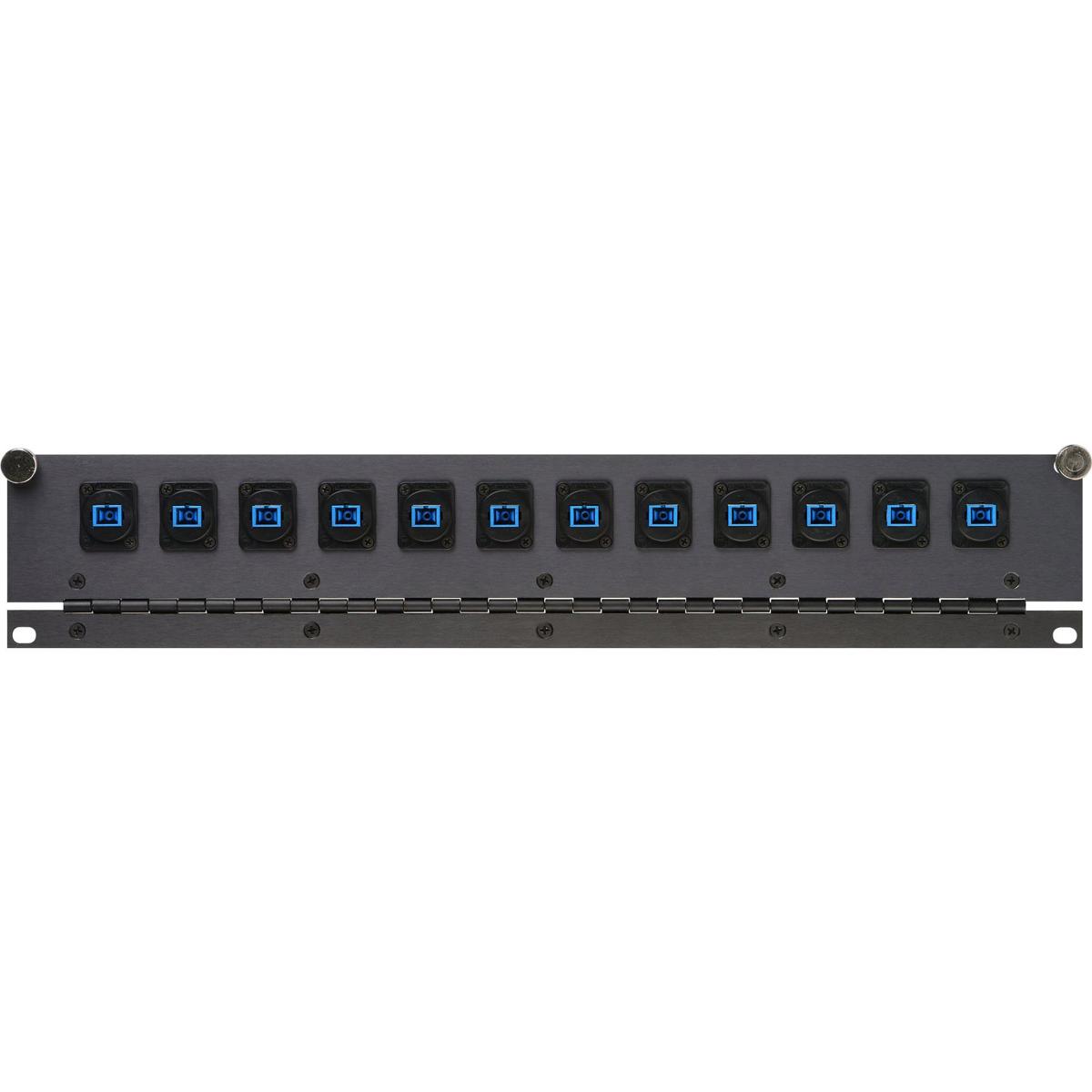 

Camplex Tailgater Series 2RU Hinged Feedthru Fiber Patch Panel, 12 Singlemode SC
