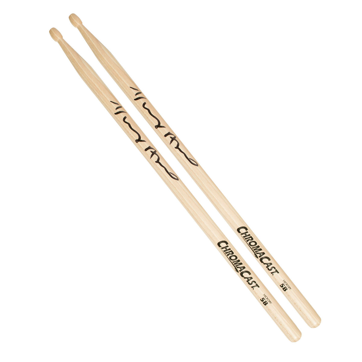 

ChromaCast 5B USA Hickory Vinny Appice Autographed Wood Tip Drumsticks, Natural