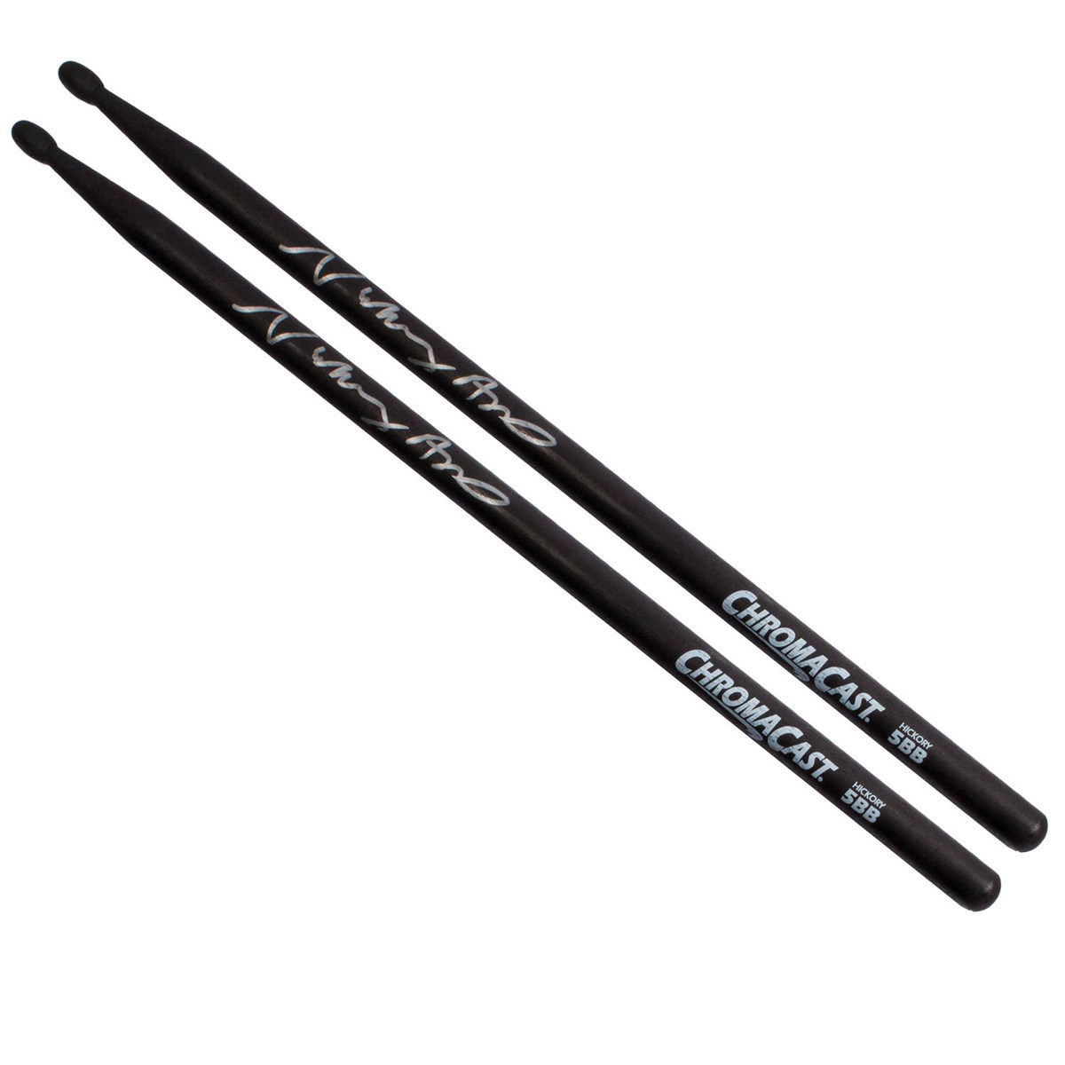 

ChromaCast 5B USA Hickory Vinny Appice Autographed Wood Tipped Drumsticks, Black