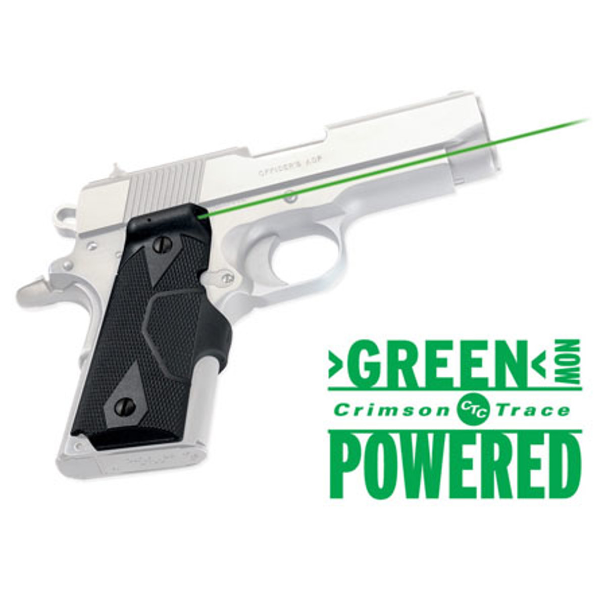 Crimson Trace Front Activation 1911 Compact Green Lasergrips - Black - Black -  LG-404G