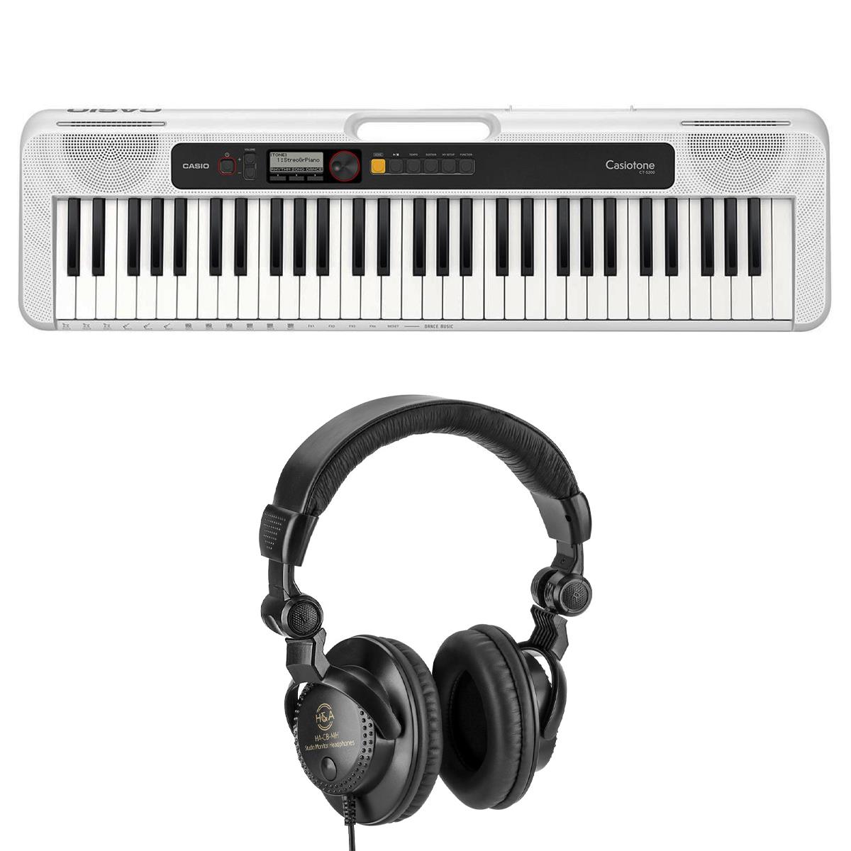 Image of Casio CT-S200 61-Key Digital Portable Keyboard (White) with Headphones