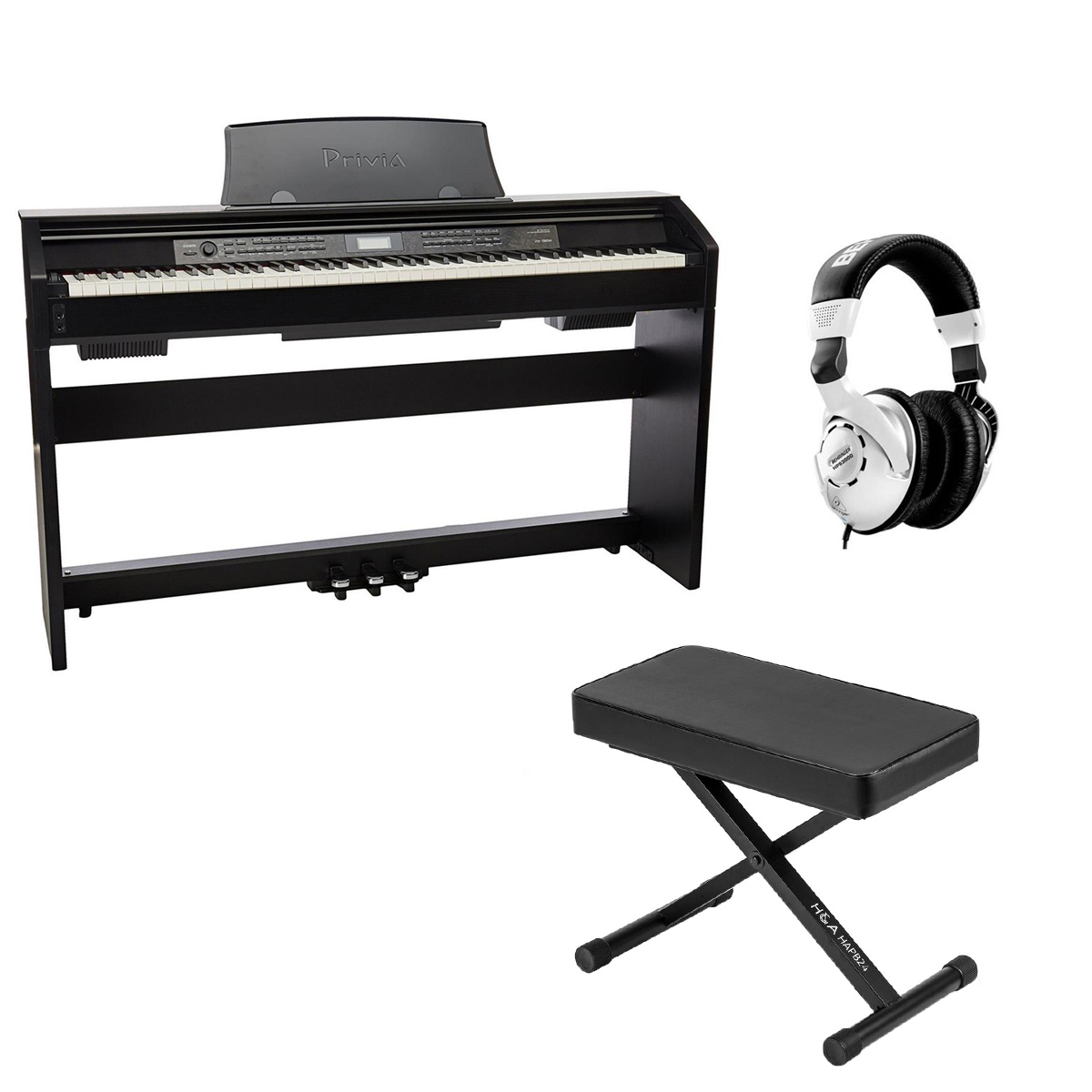 

Casio PX-780 Privia 88-Key Digital Console Piano,Black,Bundle w/Headphones,Bench