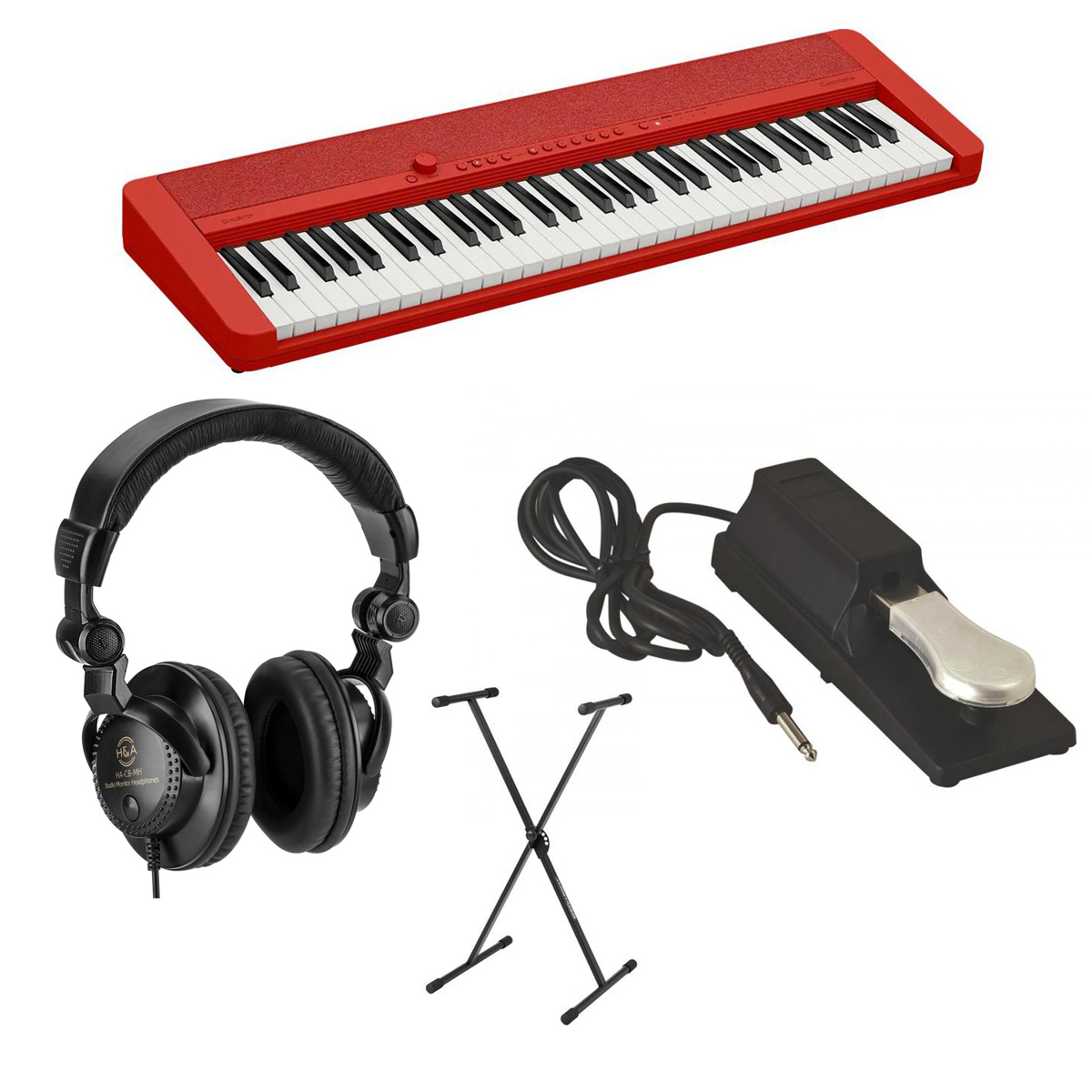 

Casio Casiotone CT-S1 61Key Piano Style Portable Keyboard, Red w/Accessory Kit
