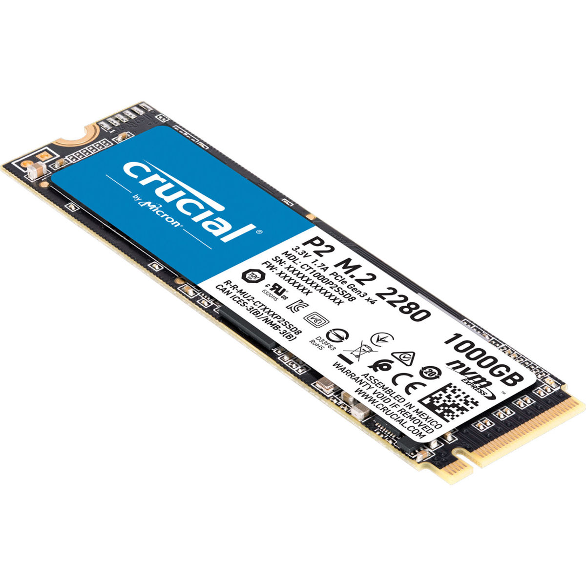 

Crucial P2 1TB NVMe PCIe 3.0 x4 M.2 Internal SSD