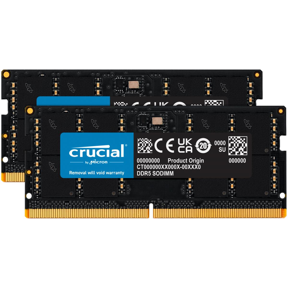 Image of Crucial 32GB (2x16GB) DDR5 4800MT/s CL40 SODIMM Memory Module Kit