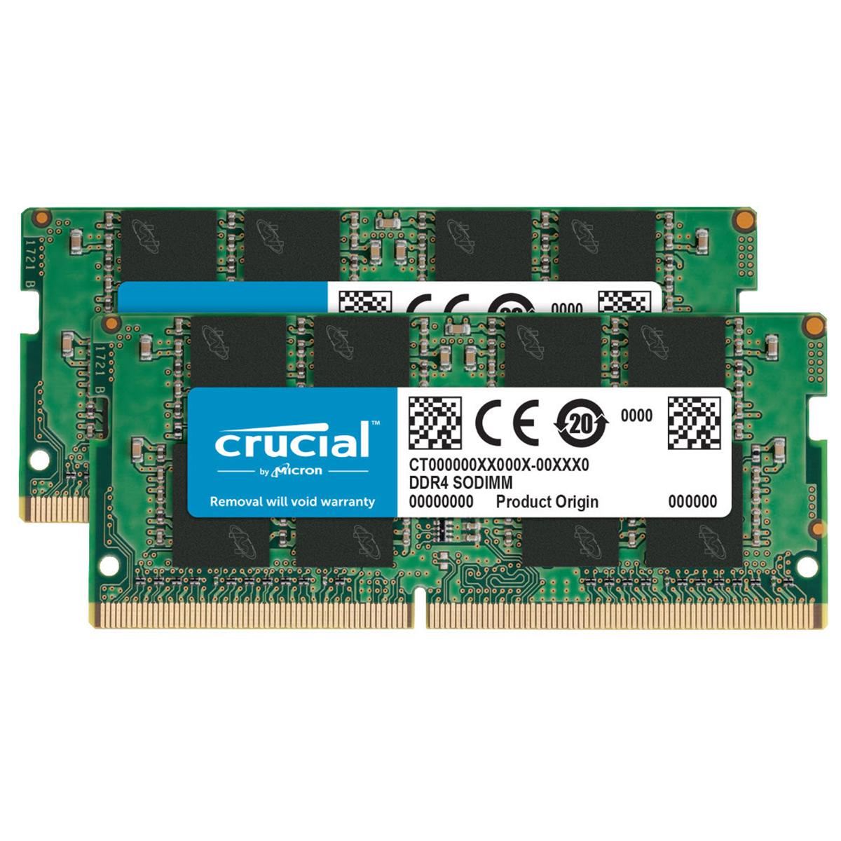 

Crucial 32GB (2x16GB) 2666MT/s 260-Pin DDR4 SODIMM PC4-21300 Memory Module Kit
