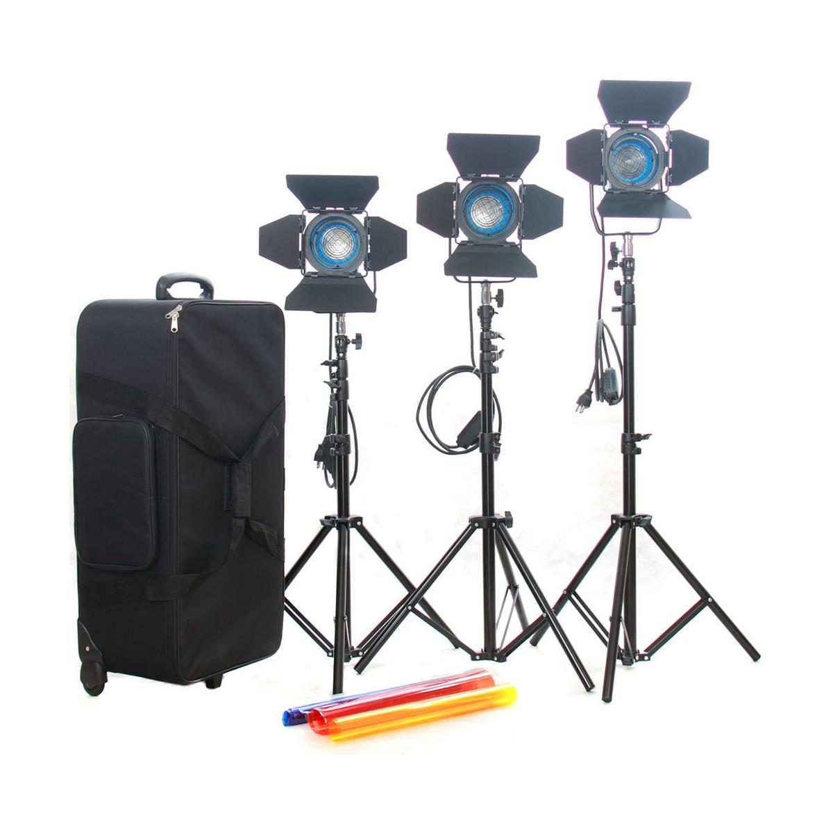 Image of Came-TV 3x 300W/500W Fresnel Tungsten Continuous Spot Video Lights