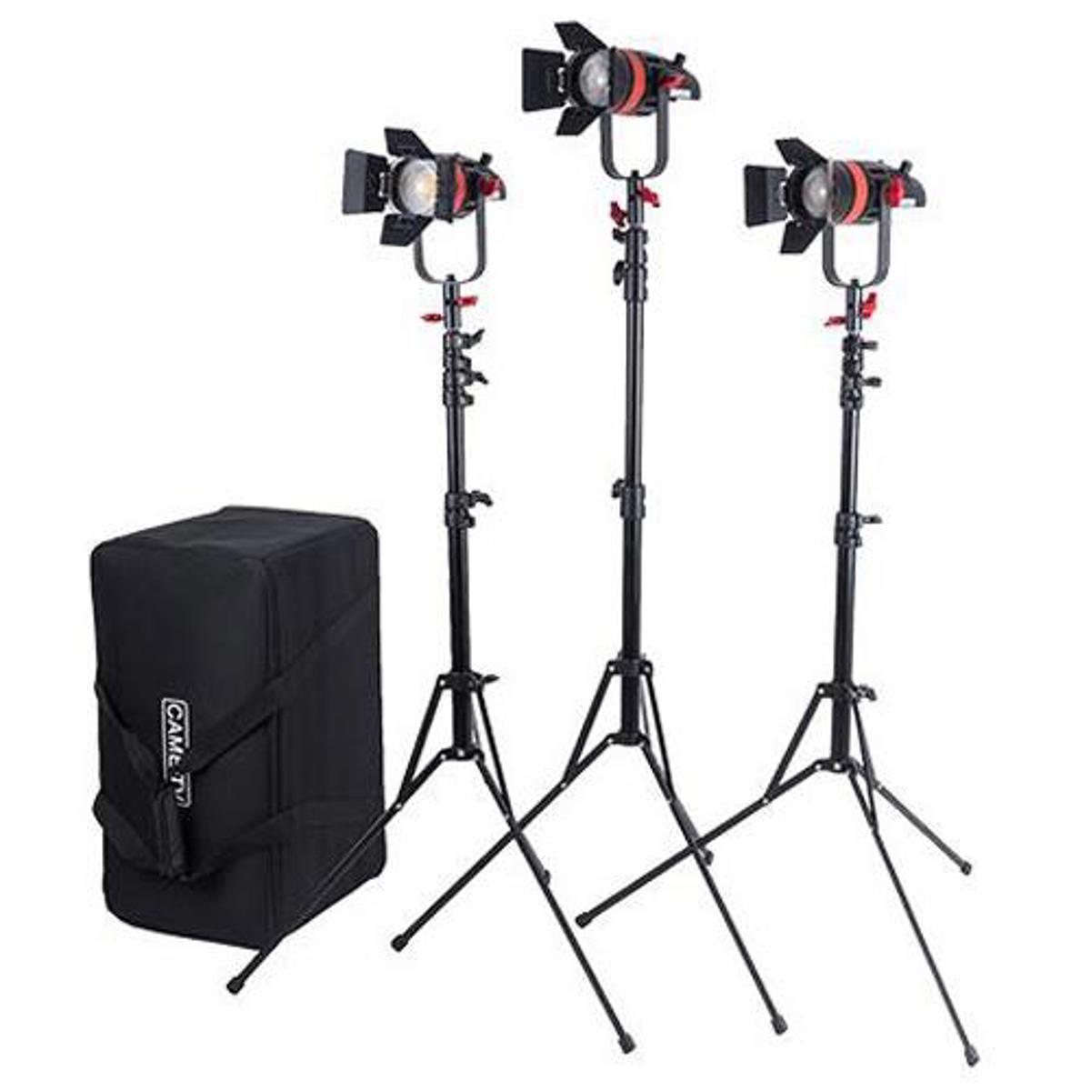 

Came-TV Boltzen 55W Fresnel Focusable Daylight LED 3-Light Kit, 3x Stands & Case