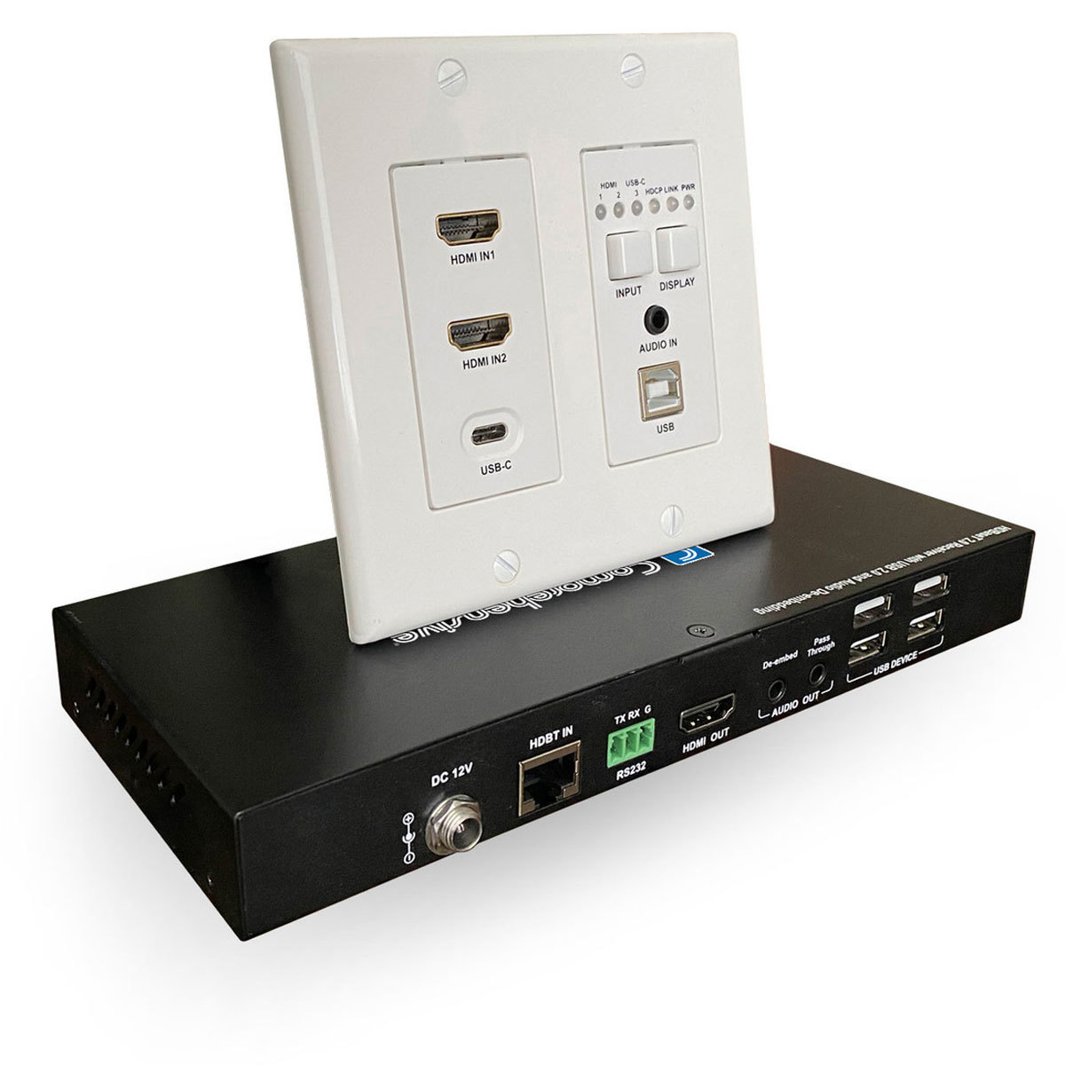 

Comprehensive Pro AV/IT HDBaseT 4K Dual Gang Audio Wall Plate Extender Kit, 230'