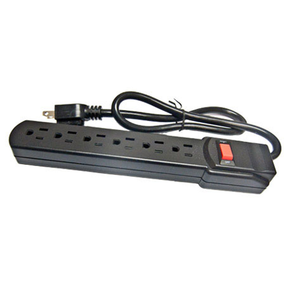 Image of Comprehensive 6-Outlet Surge Protector with 12' Power Cord (Black)