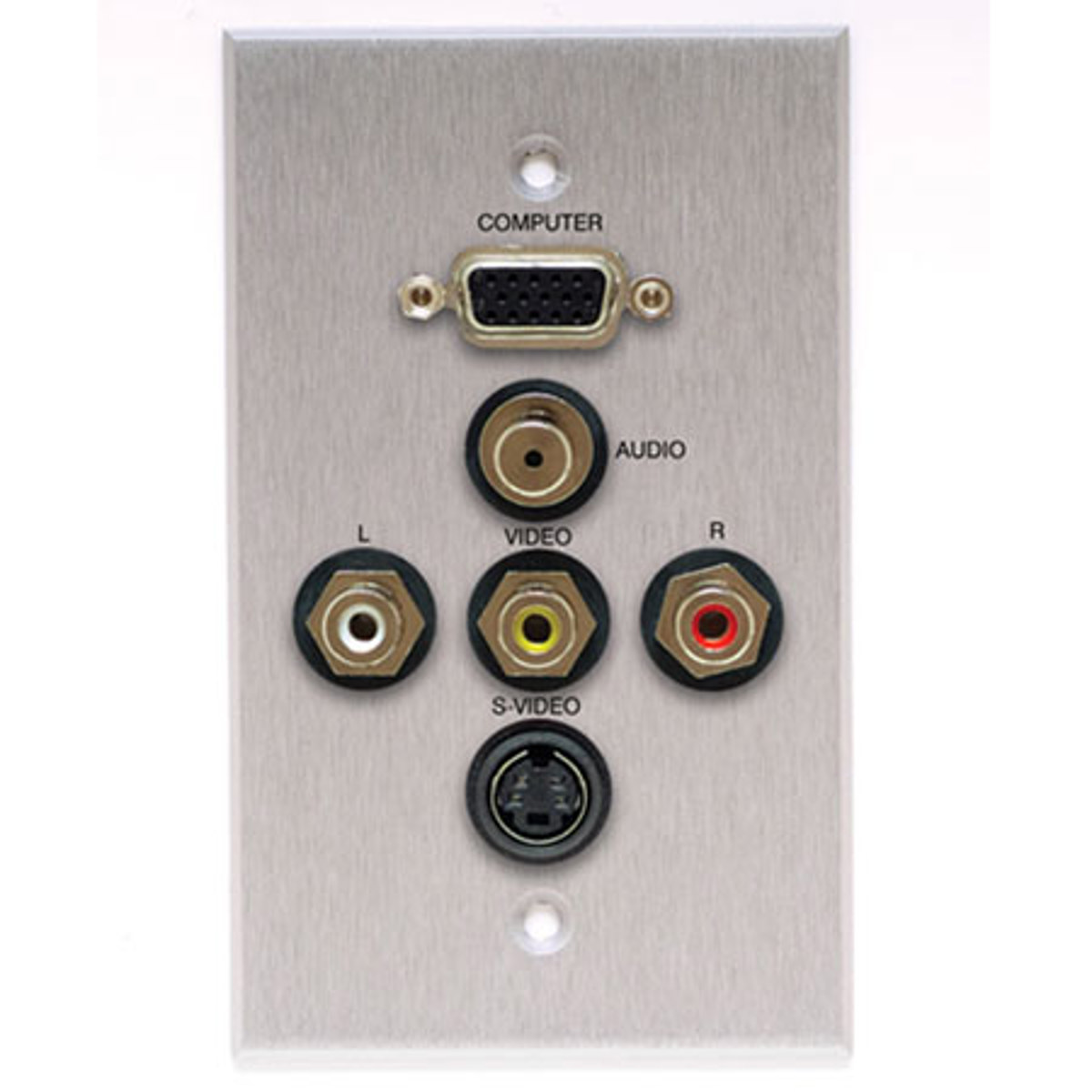 

Comprehensive Single Gang Wallplate, Stereo Mini, 3RCA-Solder, Anodized Clear
