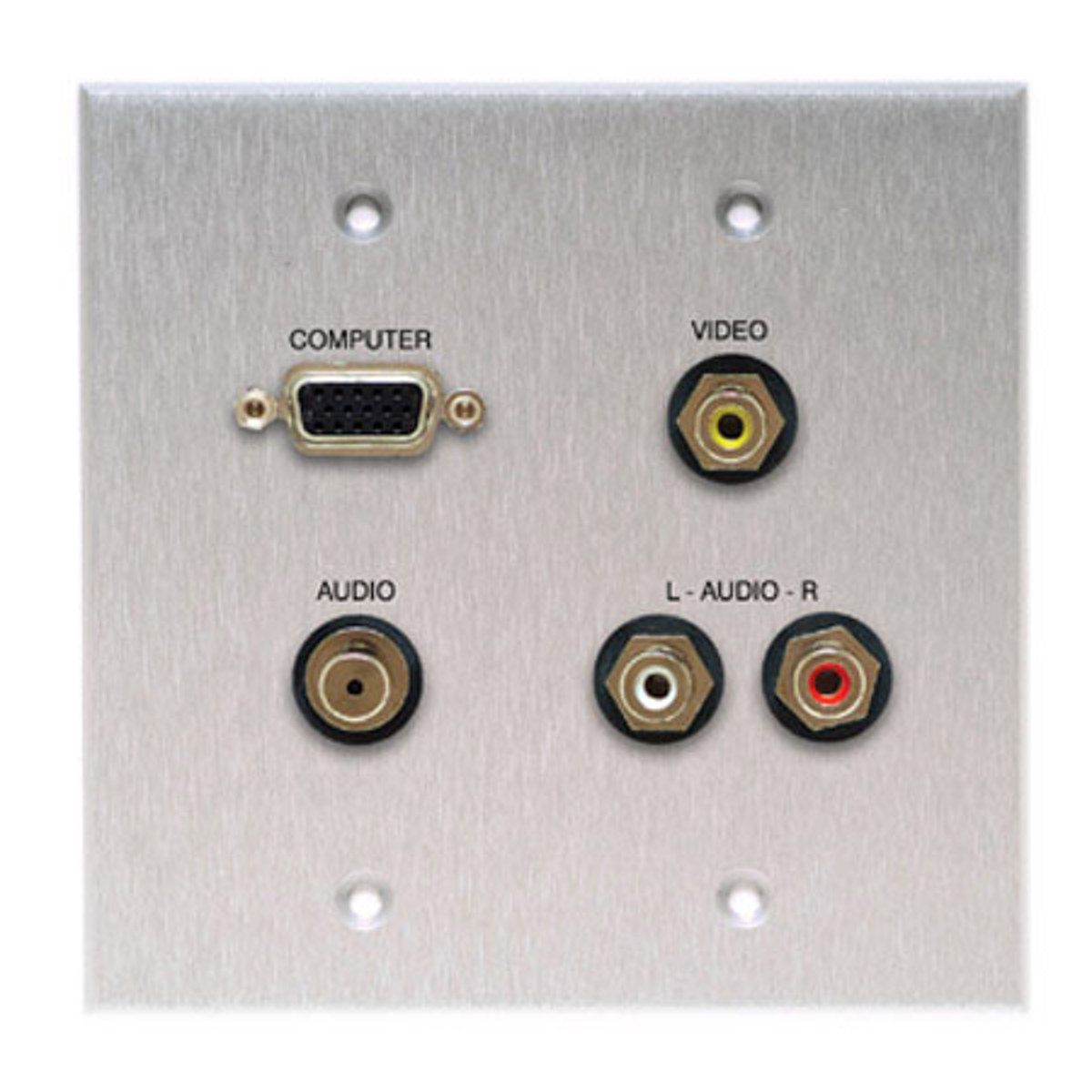 

Comprehensive Double Gang Wallplate, VGA, Stereo Mini, 3RCA, Anodized Black