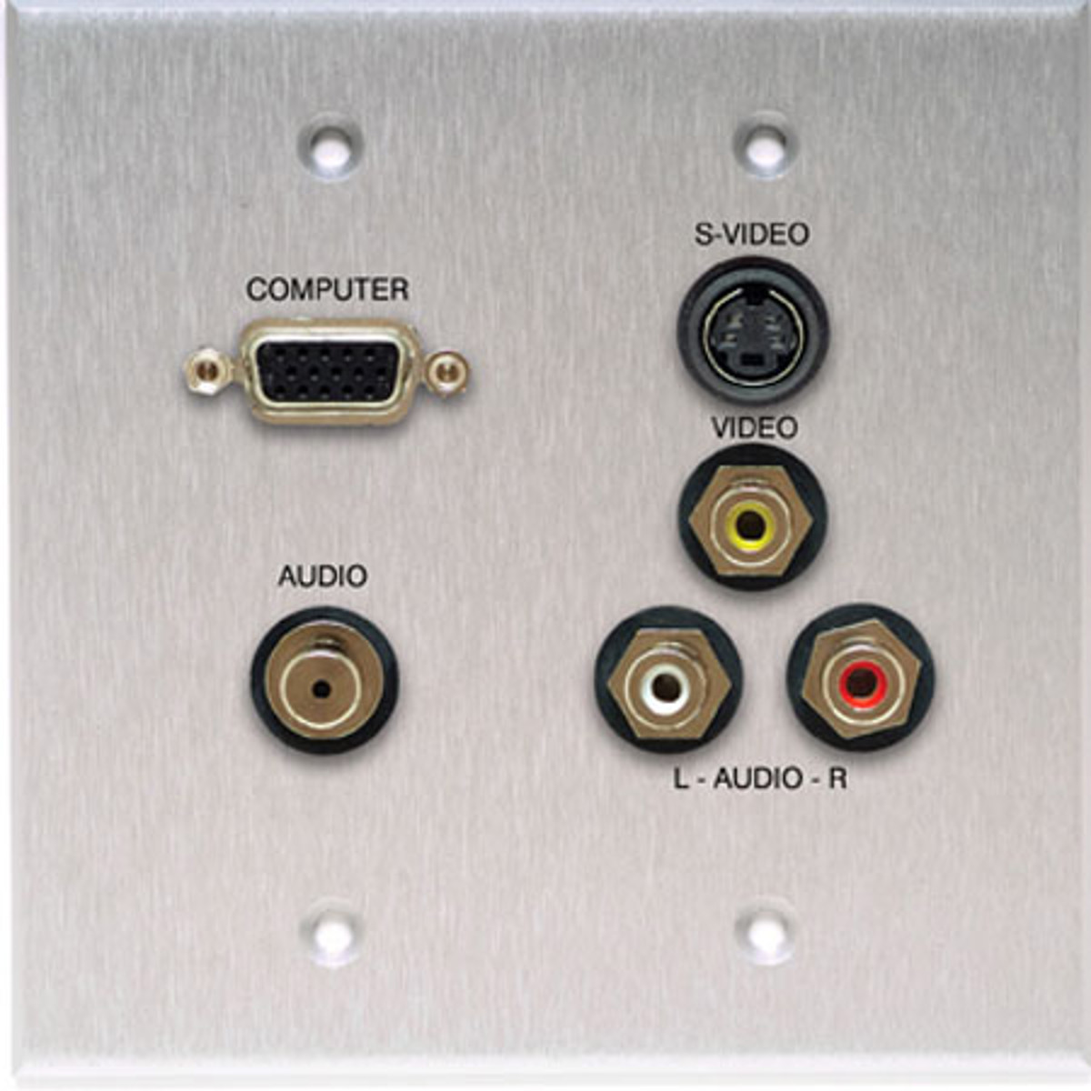 

Comprehensive Double Gang Wallplate Stereo Mini, 3RCA -Passthru, Anodized Clear