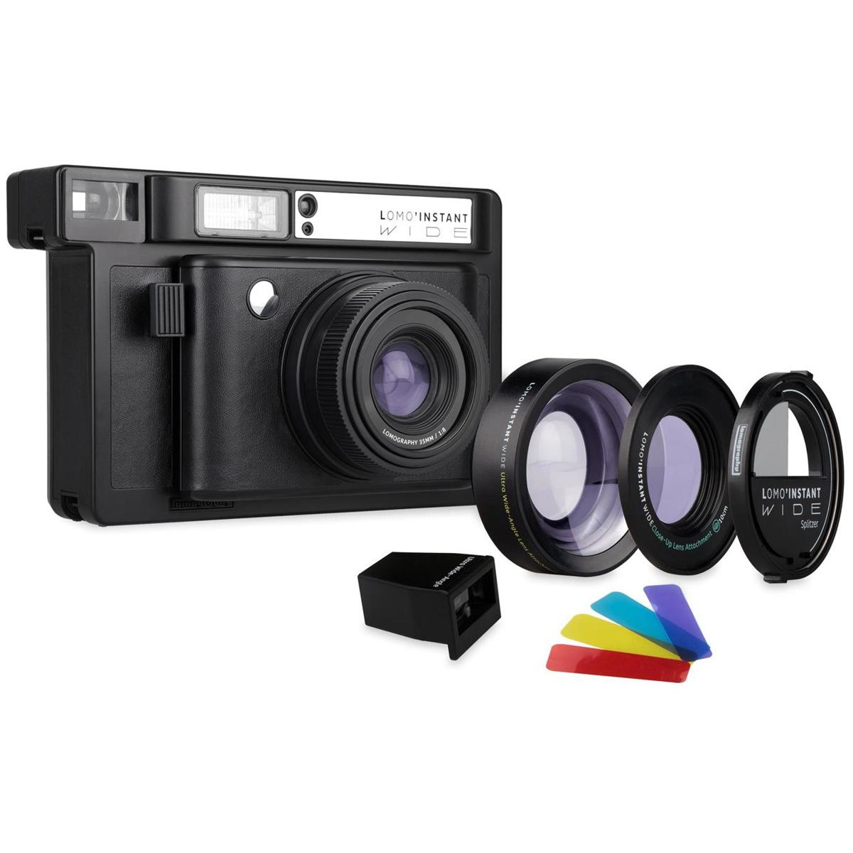 

Lomography Lomo'Instant Wide Black Camera with 2x Lenses, Black