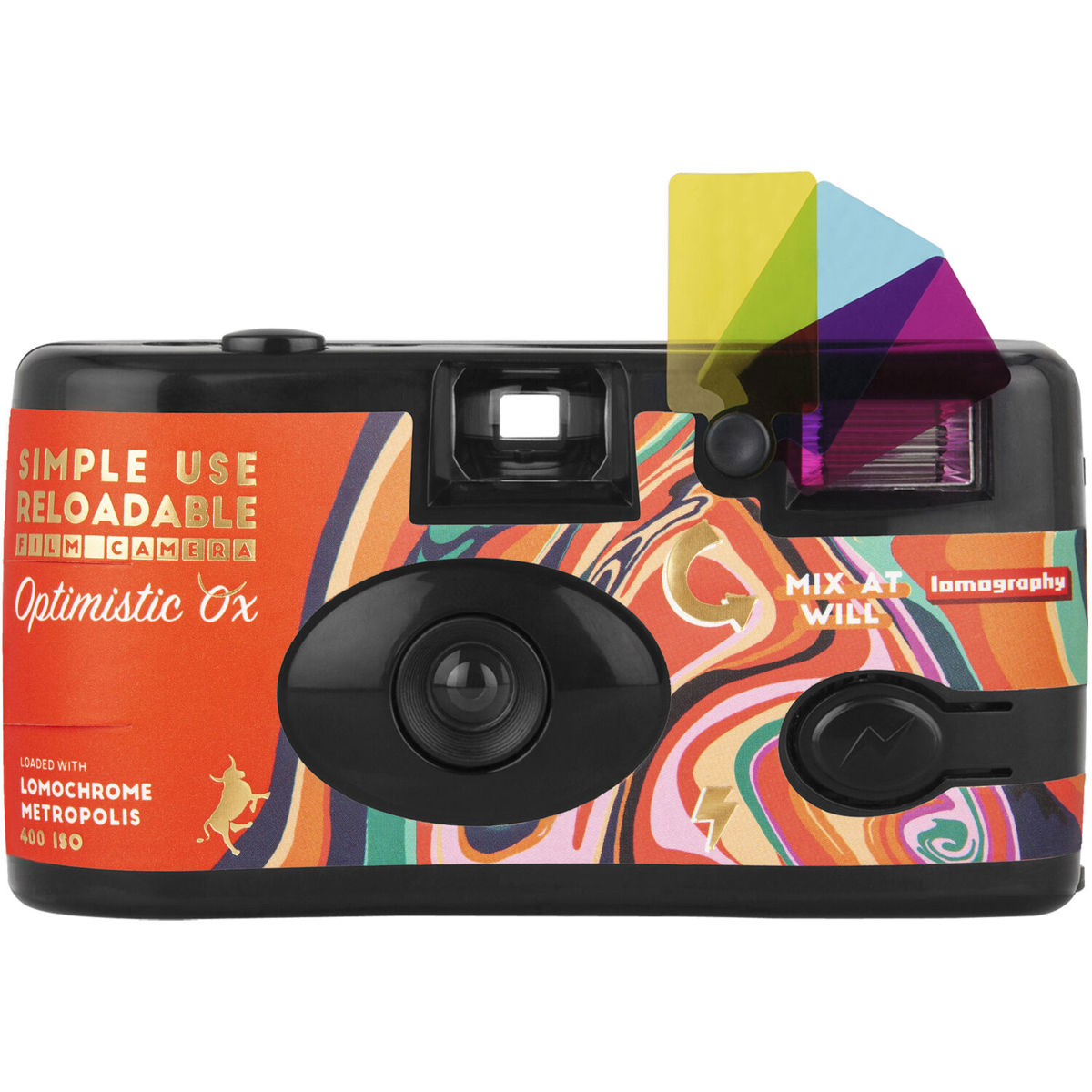 

Lomography Simple Use 100-400 ISO Metropolis Film Camera, Optimistic Ox Edition