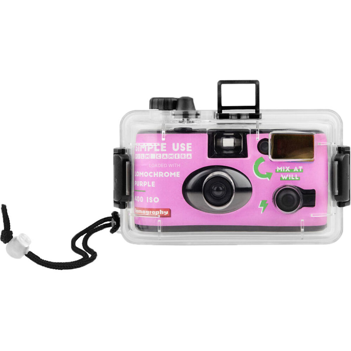 

Lomography Simple Use 35mm 100-400 ISO LomoChrome Purple Film Camera w/Aqua Case