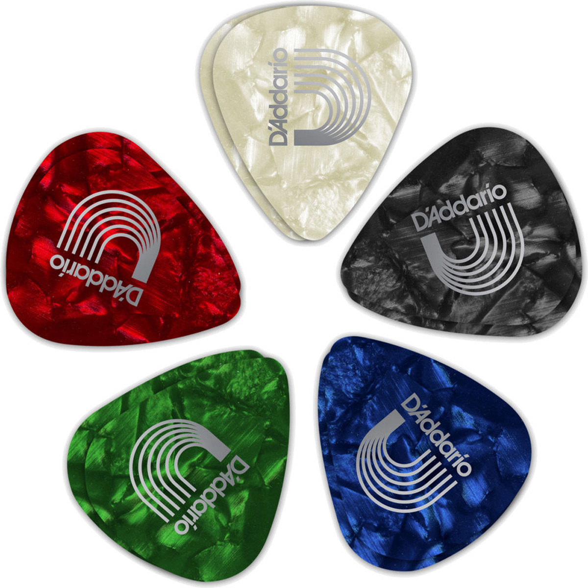 

D'Addario Classic Pearl 0.70mm Medium Gauge Celluloid Picks Assortment, 10-Pack