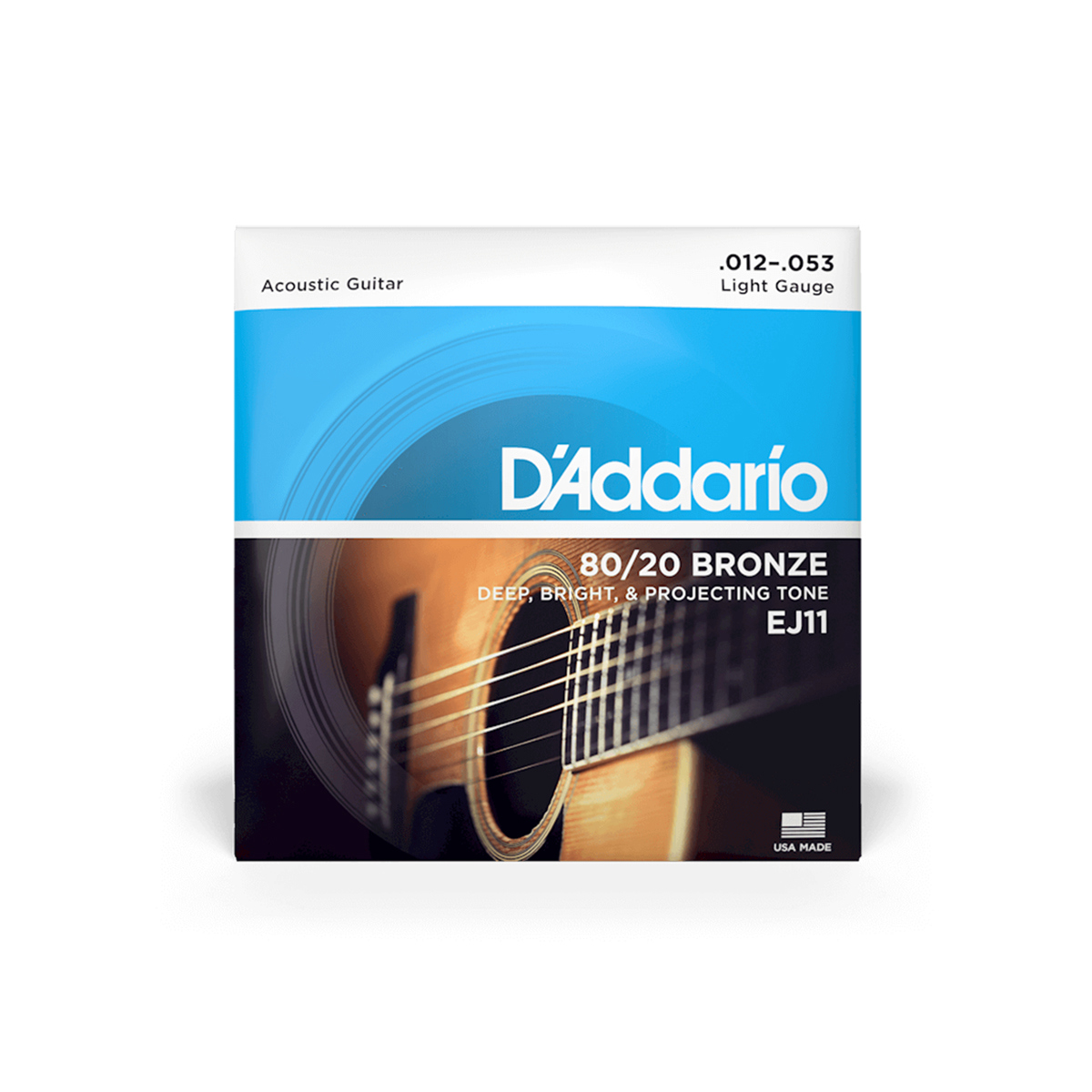 

D'Addario 80/20 Bronze Acoustic Guitar Strings, Set of 6 Strings Light .012-.053
