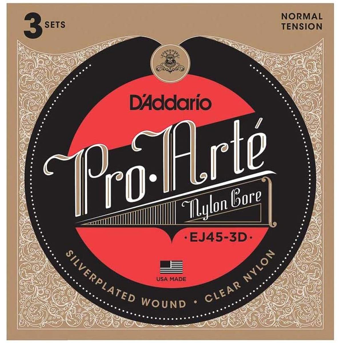 

D'Addario EJ45 Pro-Arte Nylon Core Guitar Strings Set, Normal Tension, 3-Pack