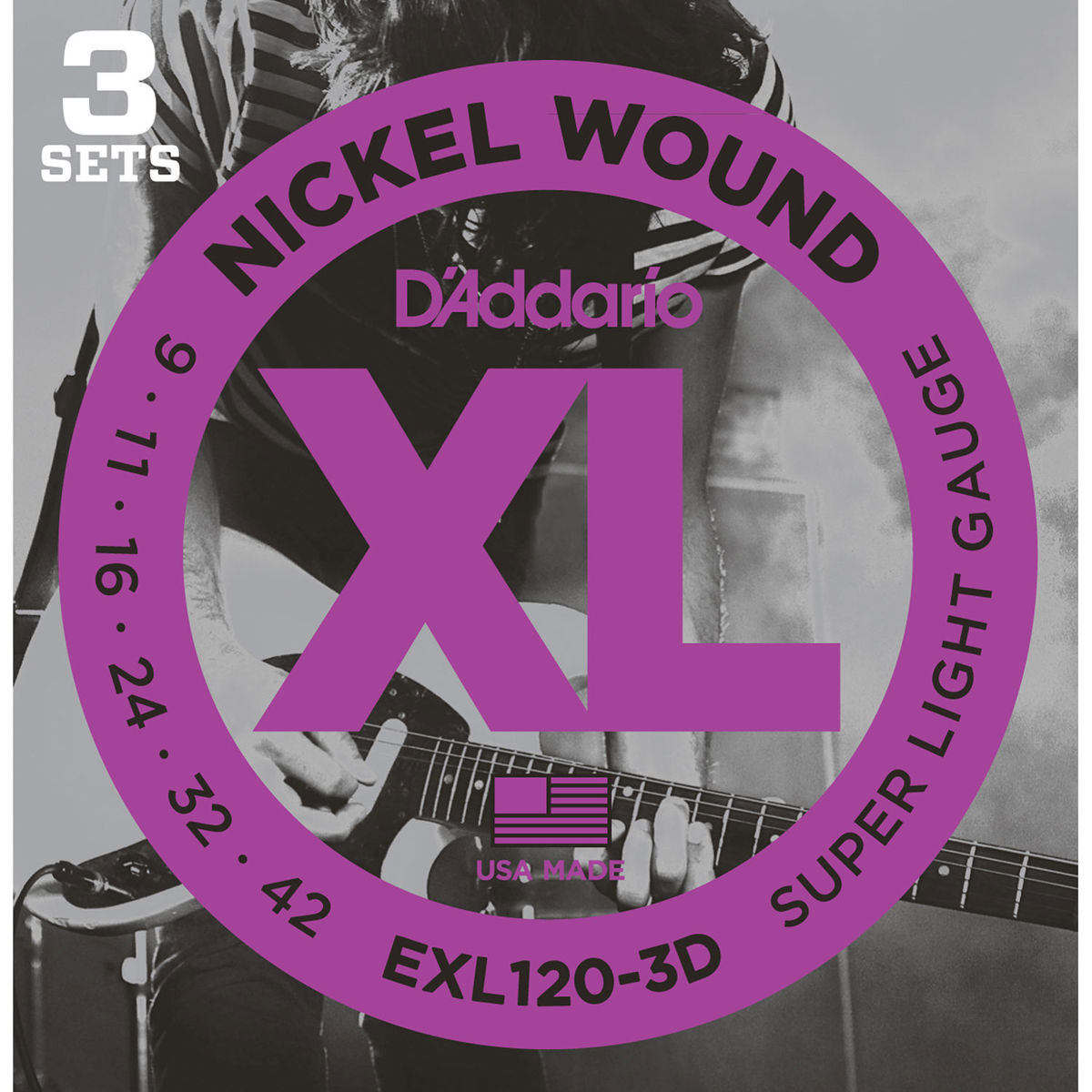 

D'Addario EXL120 XL Nickel Wound Electric Guitar Strings Set, Super Light,3-Pack
