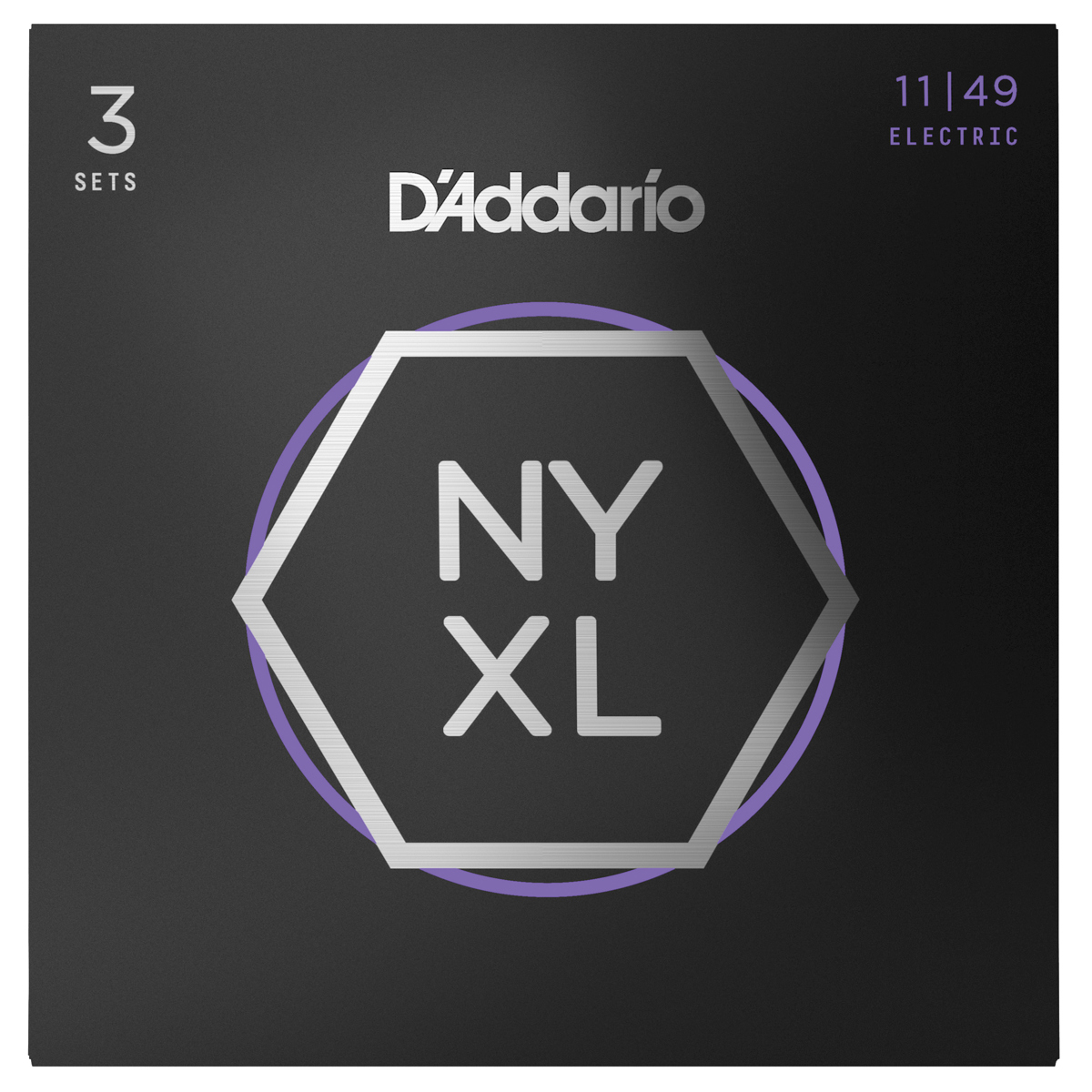 DAddario NYXL1149 NYXL Набор струн для электрогитары с никелевой обмоткой, 11-49, 3 шт. в упаковке