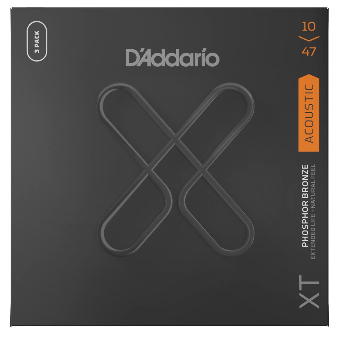 DAddario XTAPB1047 XT Струны для акустической гитары из фосфористой бронзы, 10-47, 3 шт. в упаковке