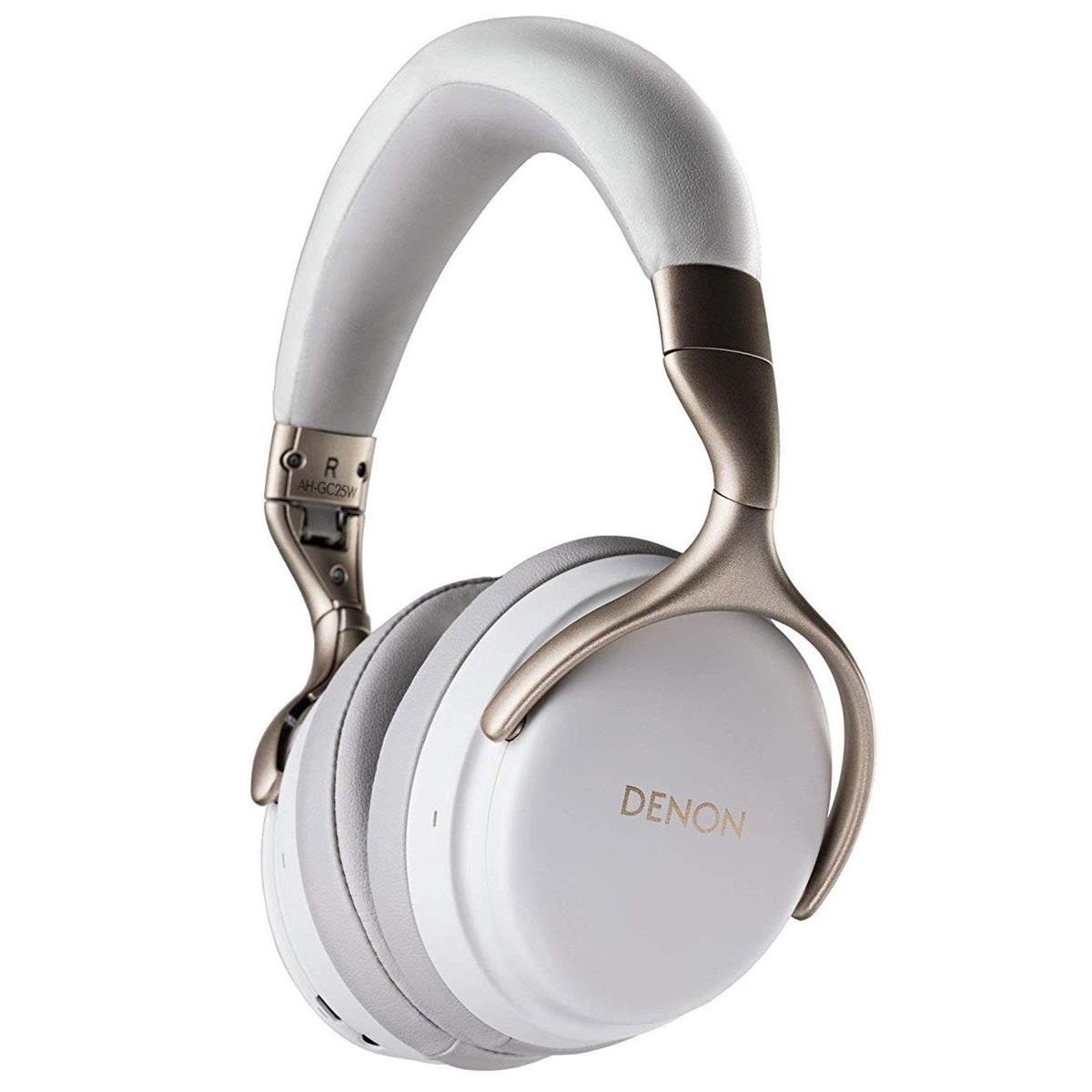 Denon AH-GC25W Over-Ear Wireless Headphones, Dual Mic & aptX HD Bluetooth, White -  AHGC25WWTEM