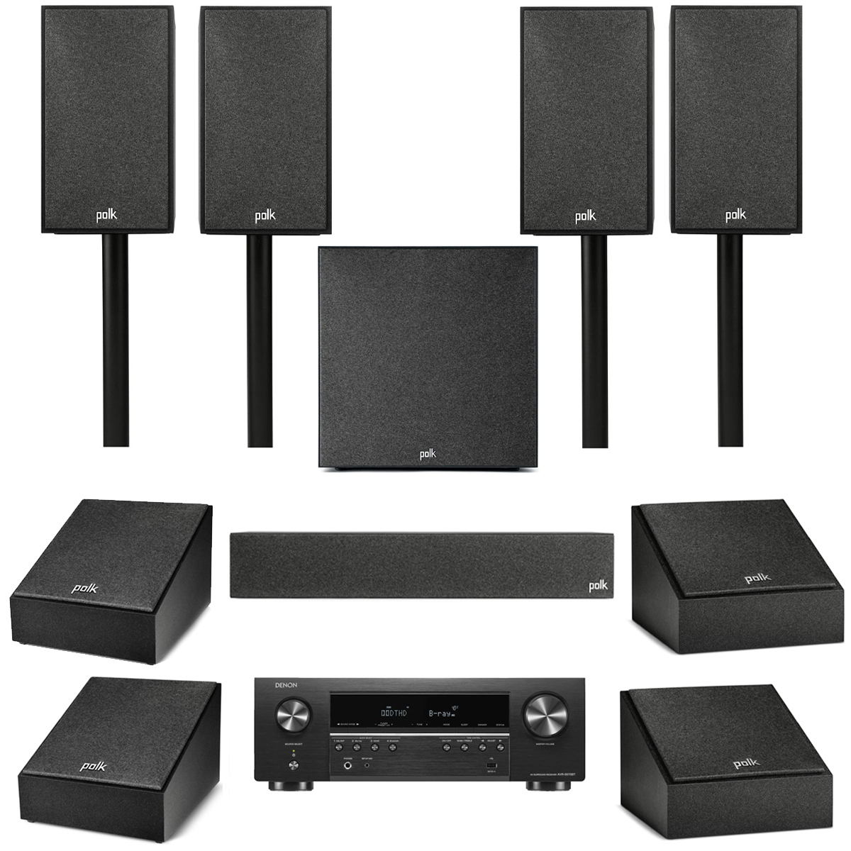 

Denon AVR-S570BT AV Receiver w/Polk Audio Monitor XT 9.1-Ch Home Theater System