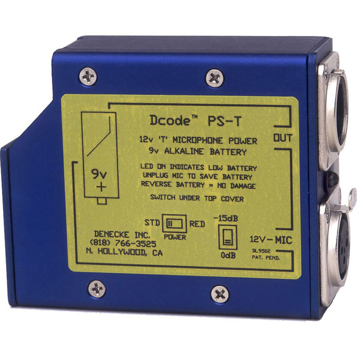 Image of Denecke Low Noise Regulated 12 Volt T-Power Microphone Power Supply