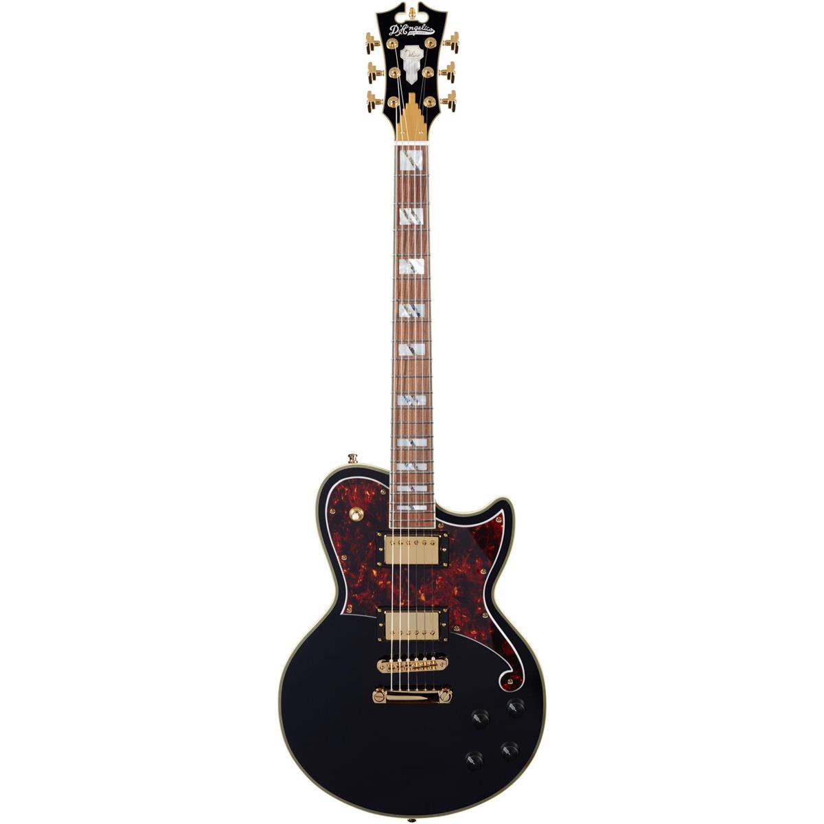 D'Angelico Guitars Deluxe Atlantic Single Cutaway Solid Body Ebony Guitar, Black -  DADATLSBKGS