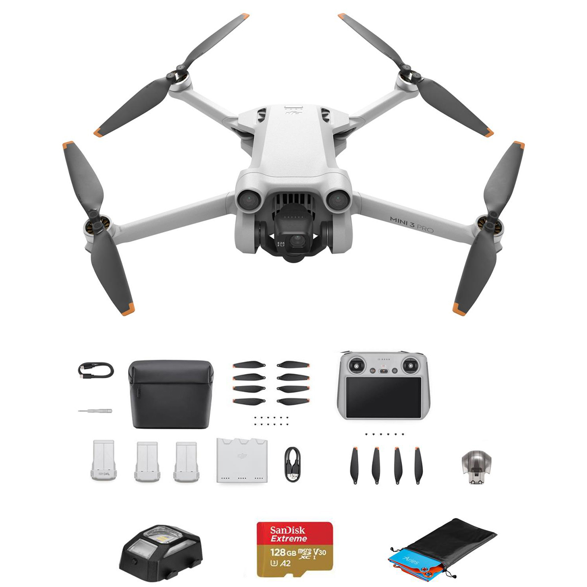 

DJI Mini 3 Pro Drone with RC Controller, Fly More Kit, Essential Acc. Kit