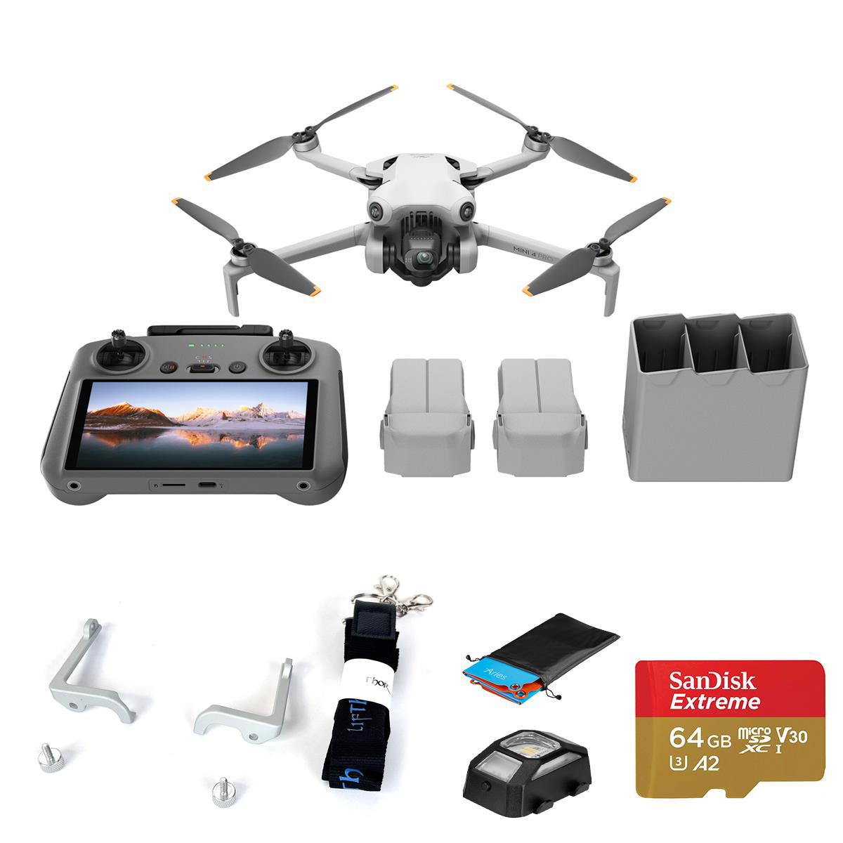 DJI Mini 4 Pro Drone Fly More Combo Plus, with Claw Lanyard Mounting, 64GB Card -  CP.MA.00000740.01 KA