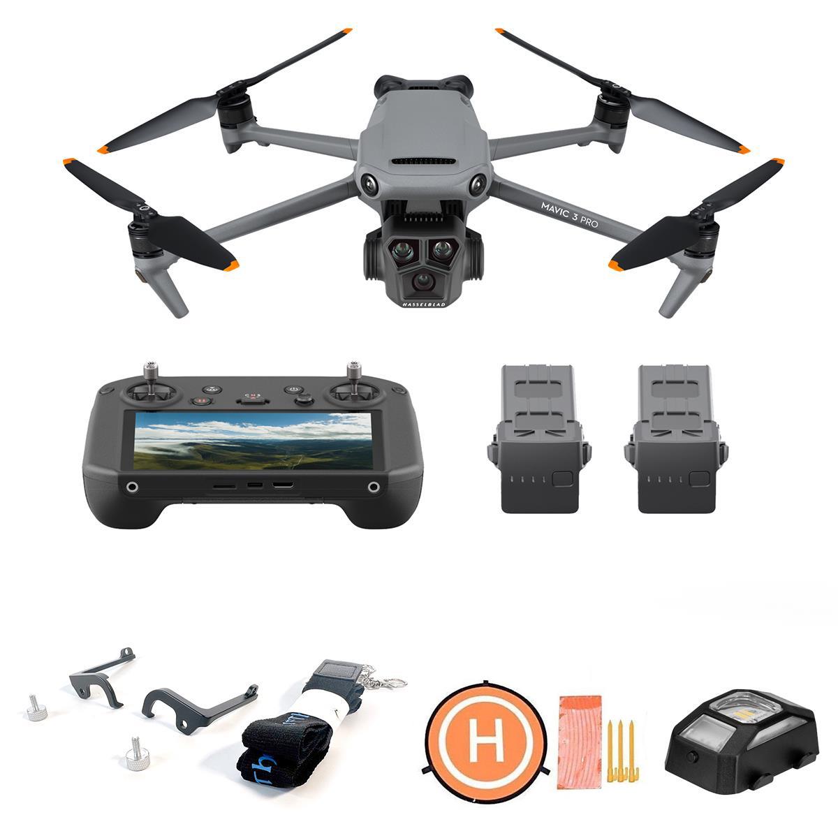 DJI Mavic 3 Pro Drone Fly More Combo w/RC Pro, Claw, Landing Pad & Strobe Light -  CP.MA.00000662.01 K