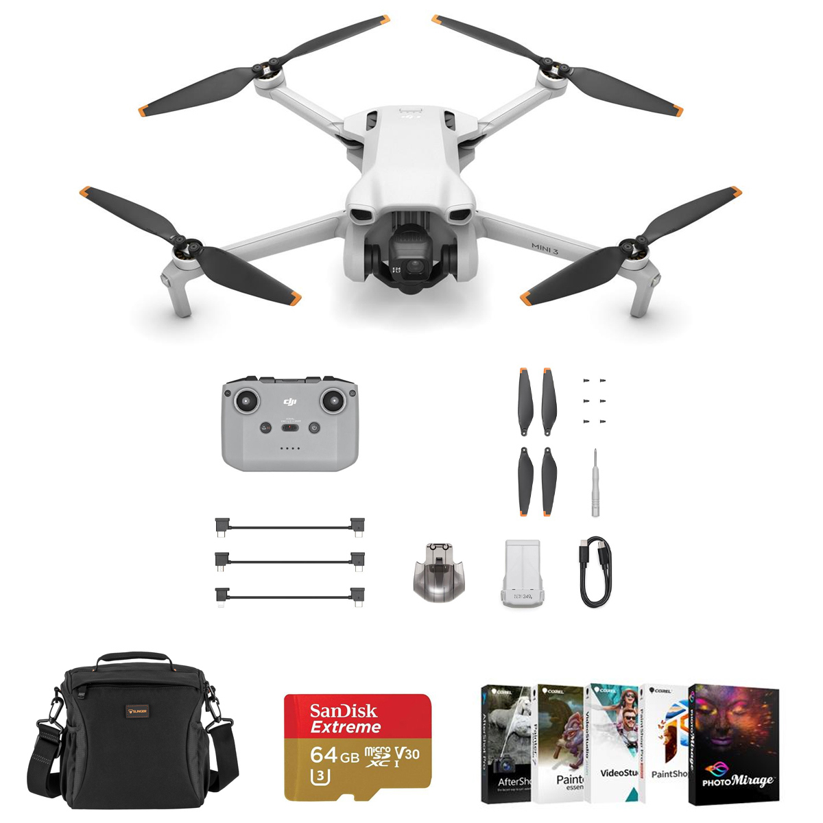 

DJI Mini 3 Drone with RC-N1 Remote Controller, Basic Accessories Kit