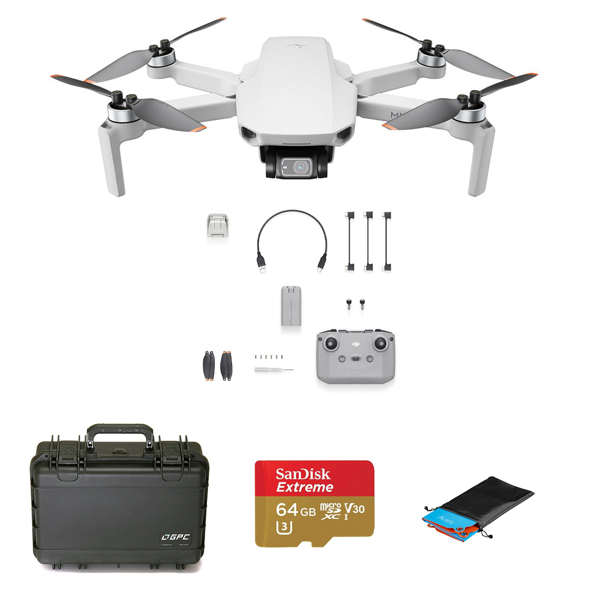 

DJI Mini 2 Drone - Bundle with GPC Hard Case, 64GB microSD Card, Landing Pad