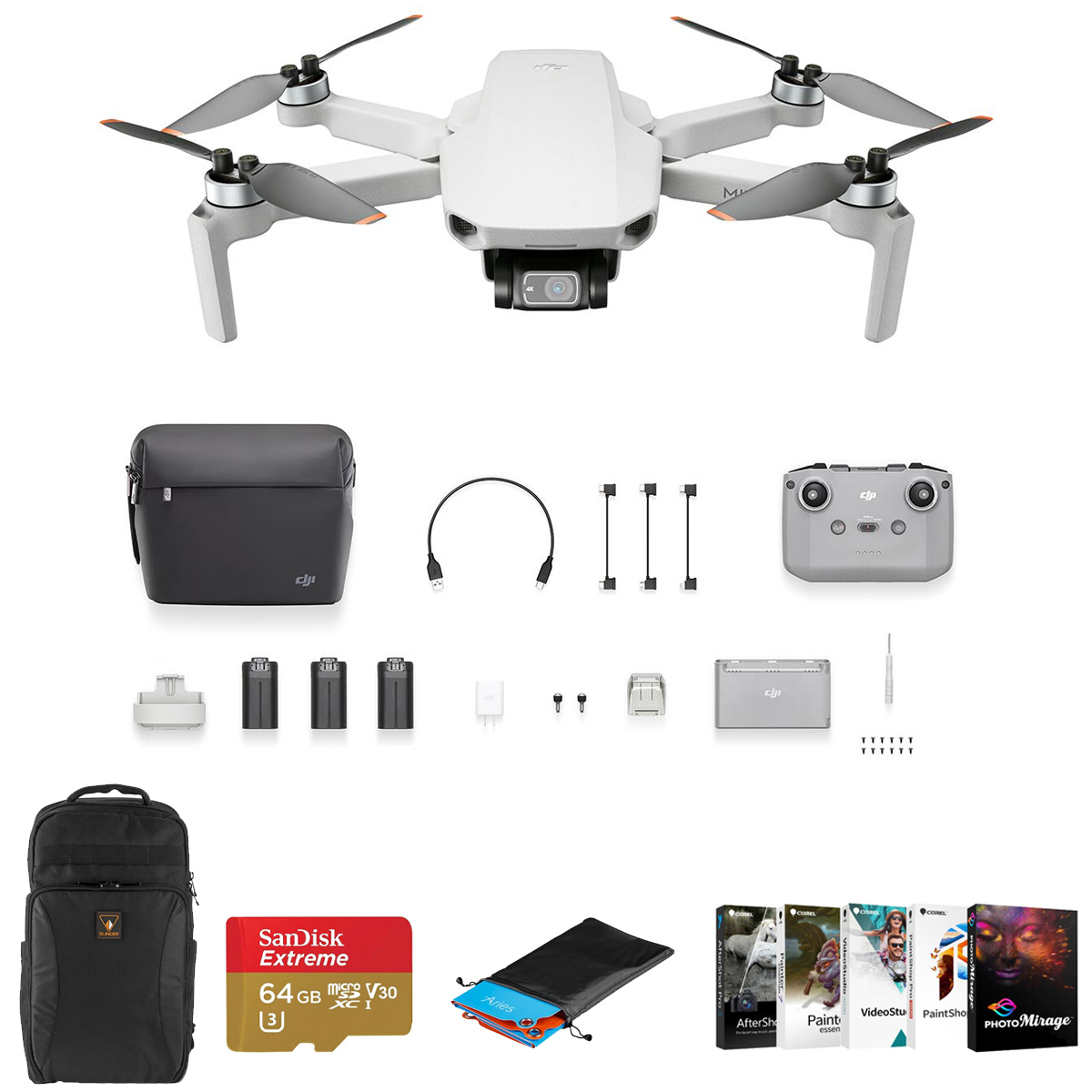 DJI Mini 2 Drone Fly More Combo w/64GB Card, Backpack, Landing Pad, PC Software