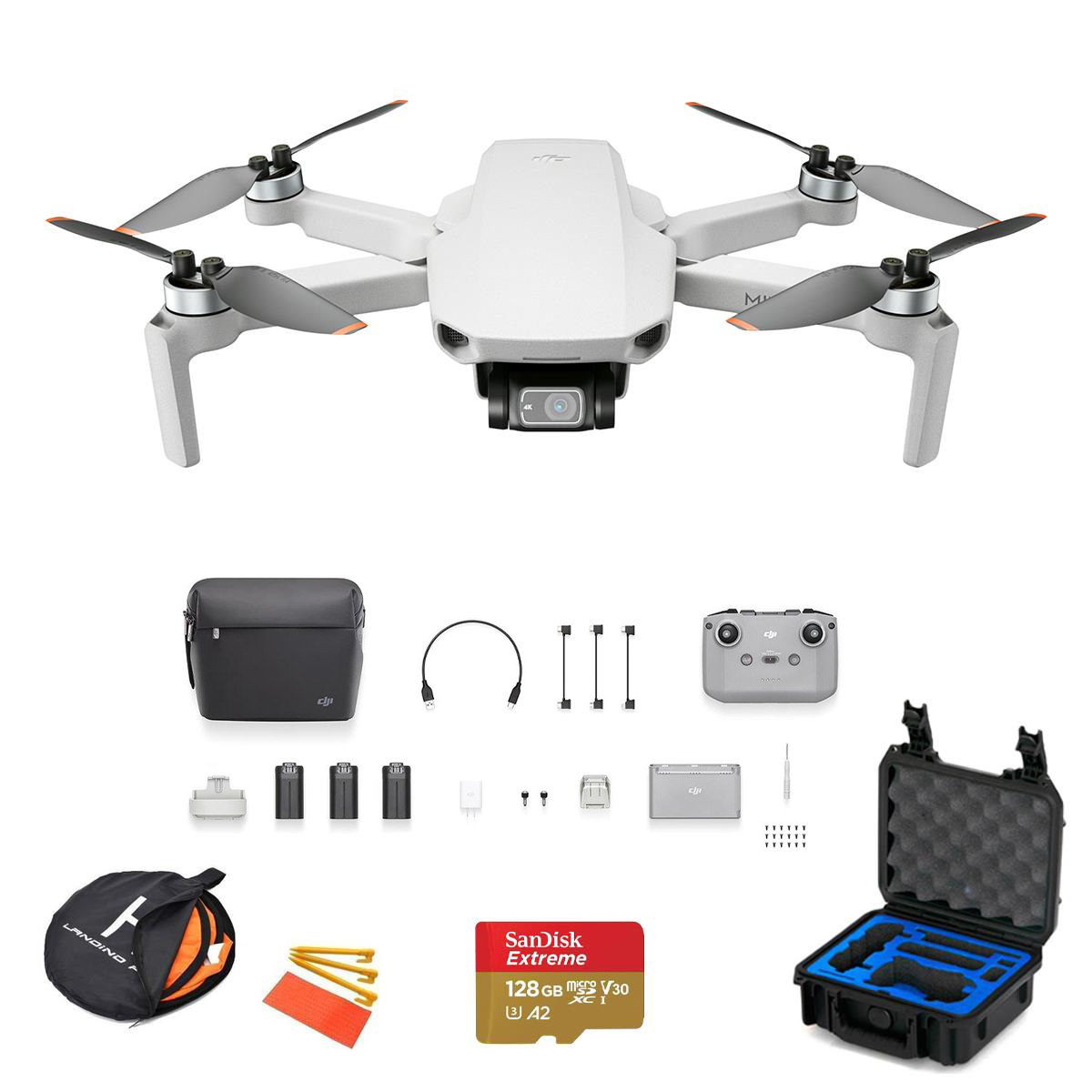 

DJI Mini 2 Drone Fly More Combo Bundle with Hard Case, 128GB Card, Landing Pad