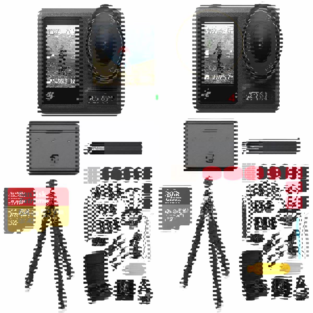 

DJI Osmo Action 4 Camera Adventure Combo, Bundle w/Extreme Sport Accessory Kit