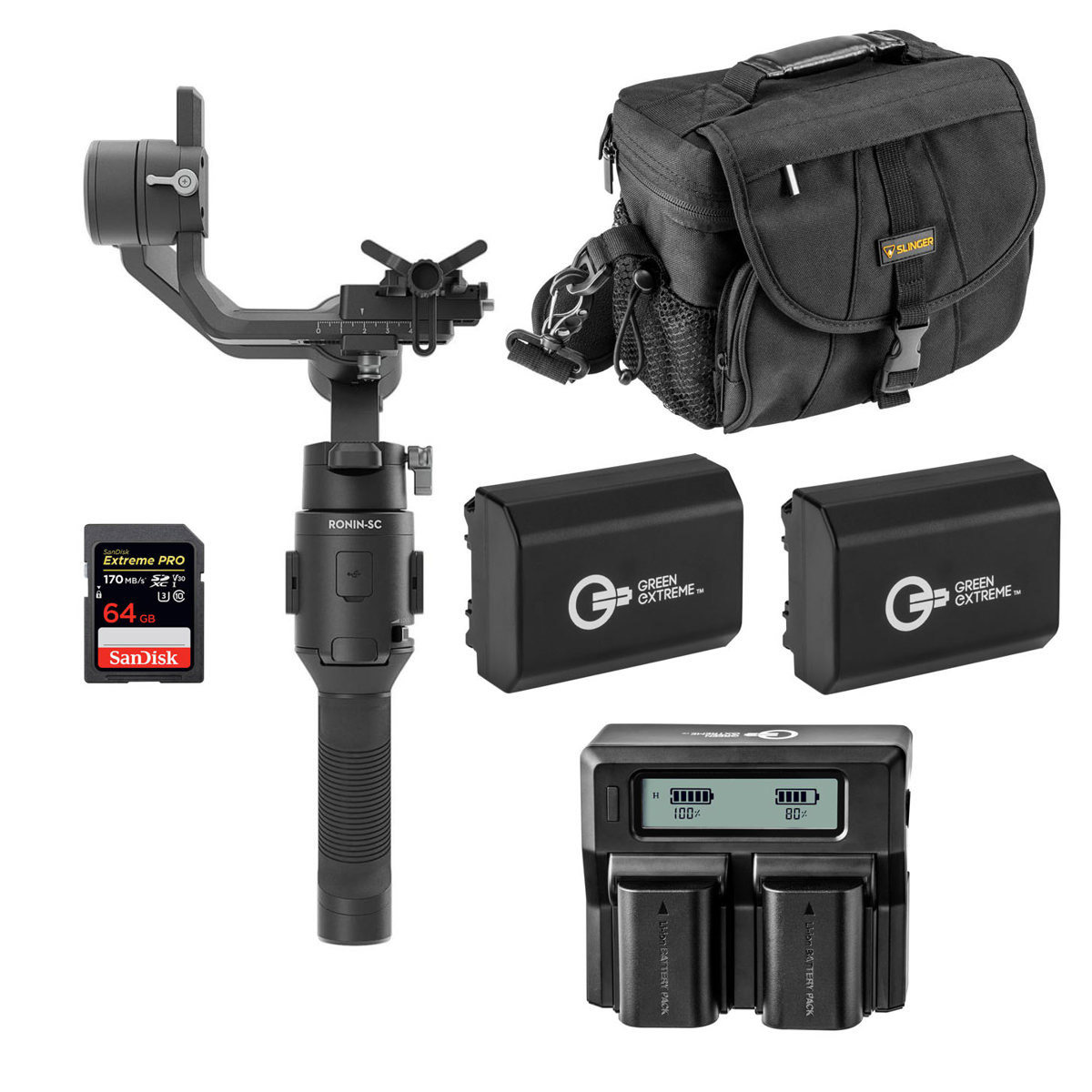 

DJI Ronin-SC Gimbal Stabilizer W/2 GX NP-FZ100 Battery, Dual Charger, Acc. Kit
