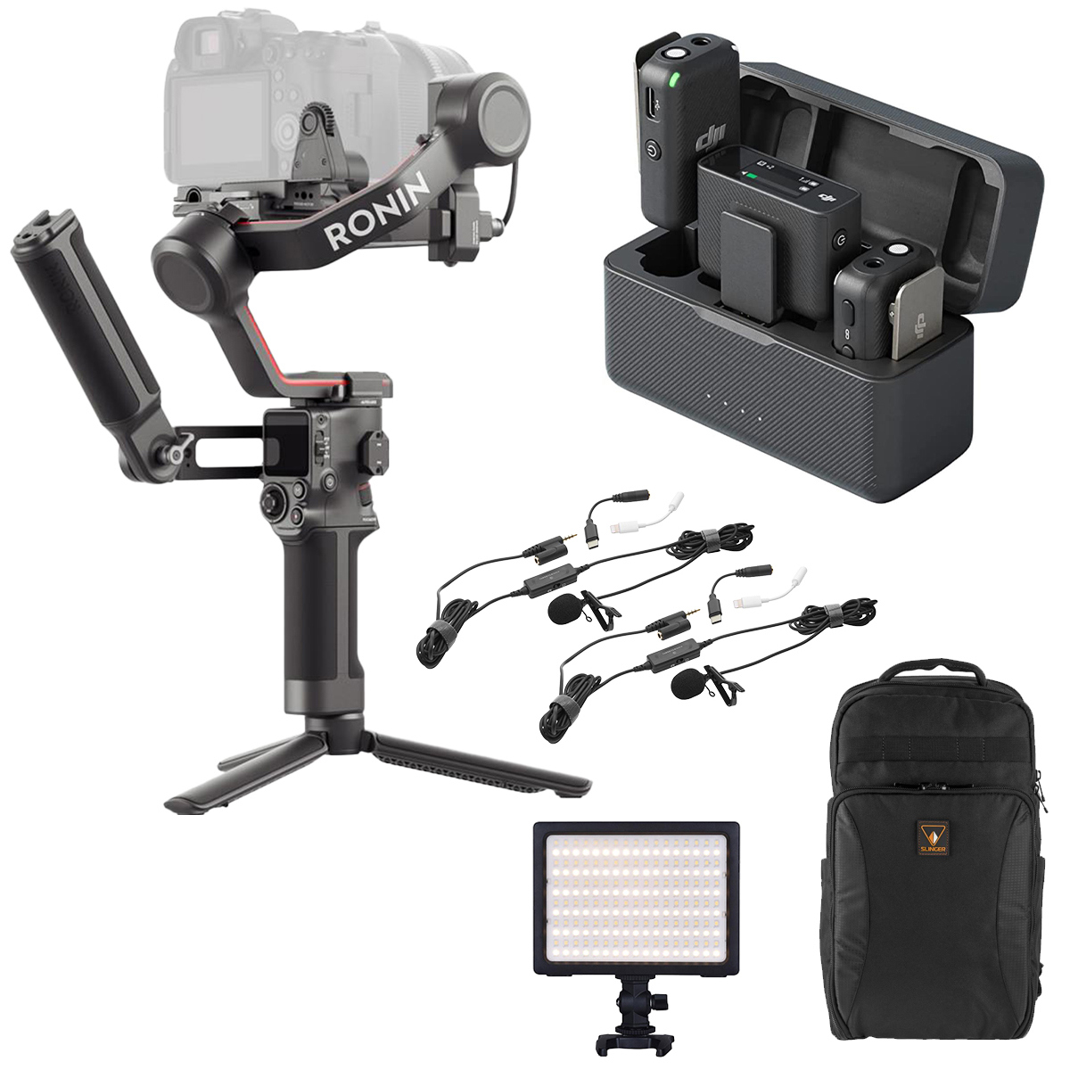 

DJI RS 3 Combo Gimbal Stabilizer, with DJI Mic System, LED Light, Mic & Backpack