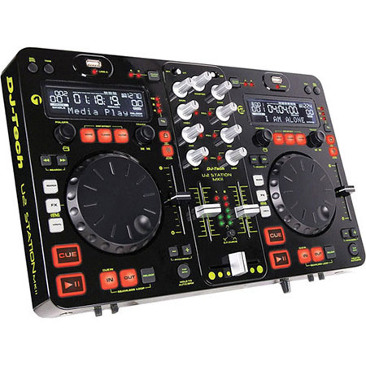 

DJ Tech U2 Station MKII Twin MP3 Player/USB Dock and 2-channel DJ Mixer