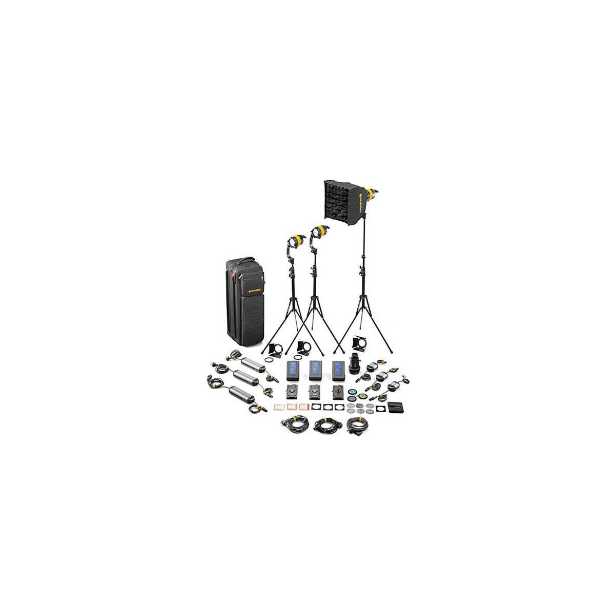 Image of Dedolight Bi-Color LED 3-Light Master Kit (Mains &amp; Battery Operation)