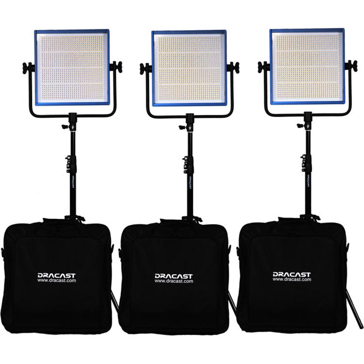 

Dracast Pro LED1000 Tungsten 3-Light Studio Kit, 3x Gold Mount Battery Plates