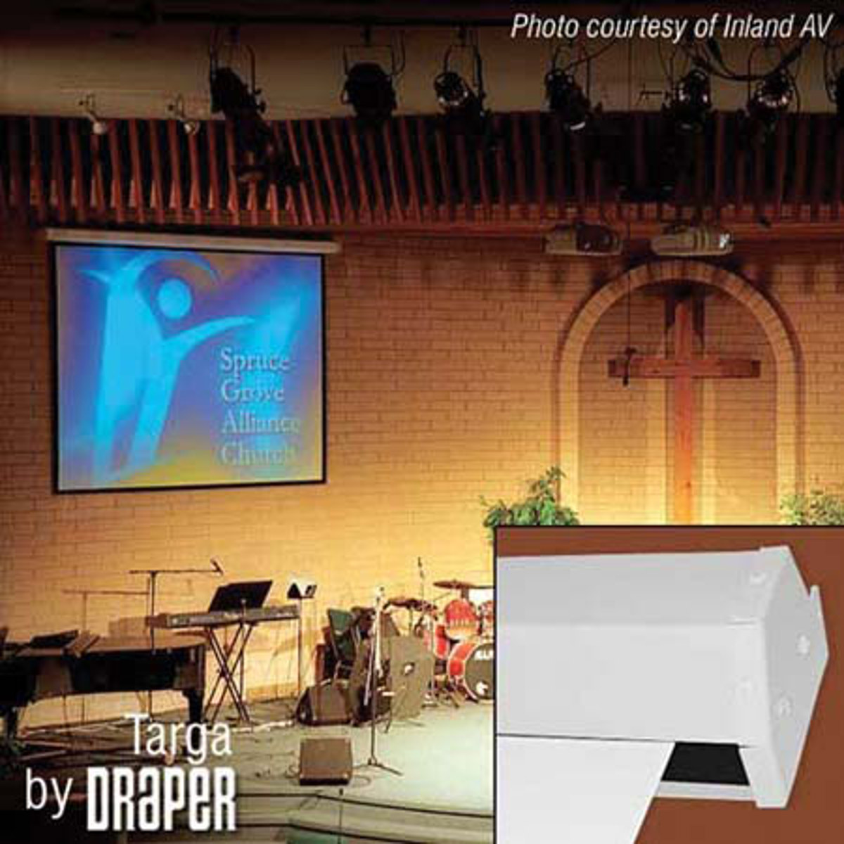 

Draper Targa, NTSC Format Electric Wall or Ceiling Projection Screen, 105x140"