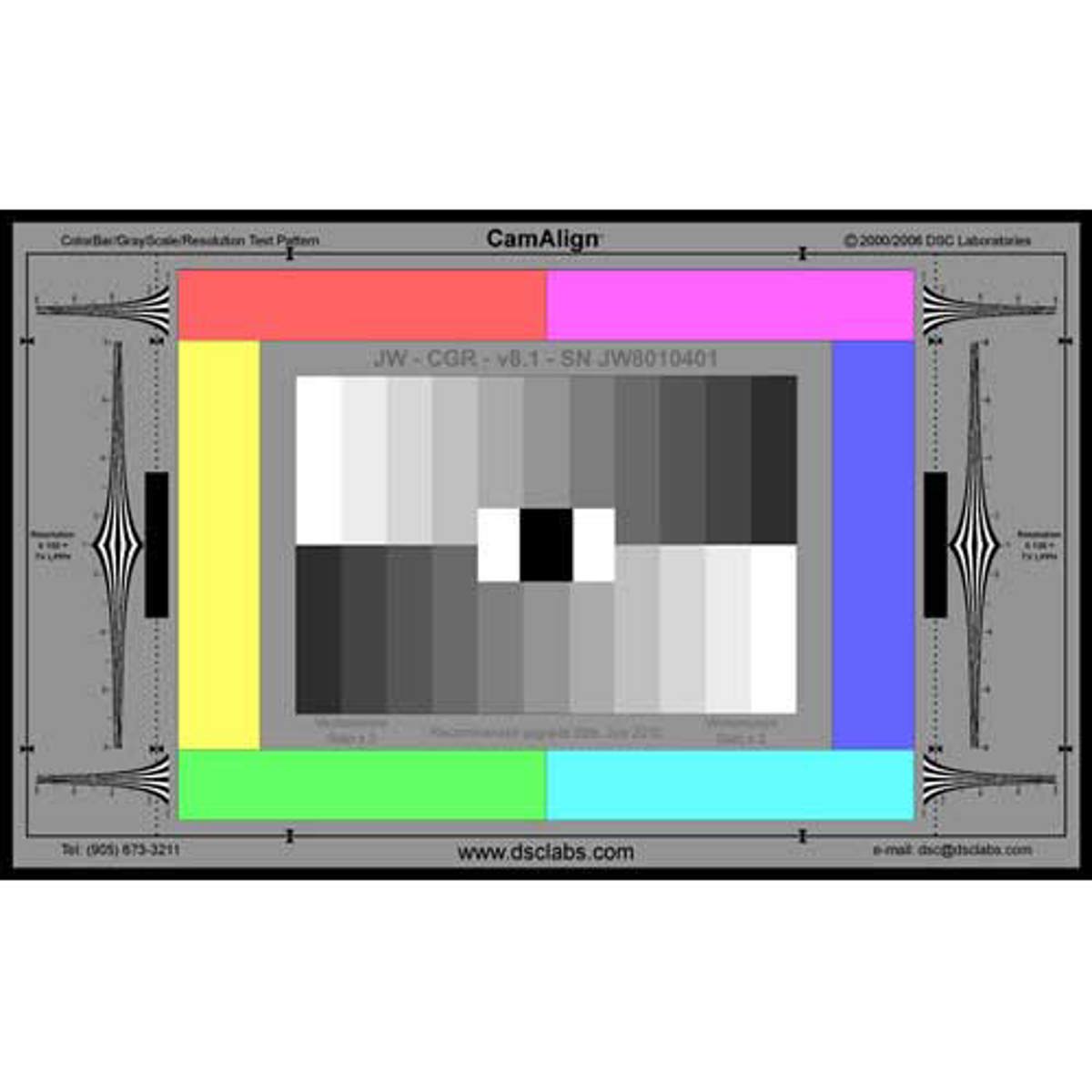 

DSC Labs 17x10" ColorBar/GrayScale Junior CamAlign Chip Chart with Resolution