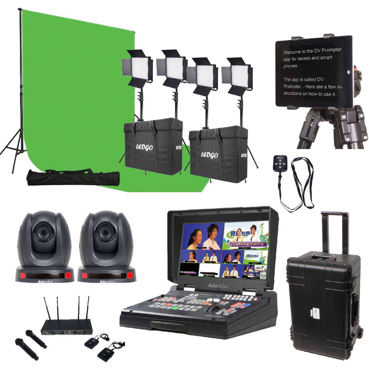 

Datavideo EPB-1340G Educator's Production Bundle, 2x PTC-140 Camera,Lighting Kit