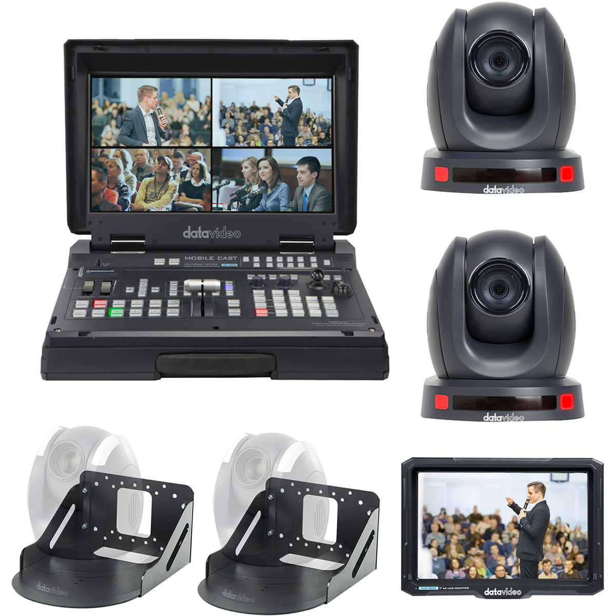 

Datavideo HS-1600T Streaming Studio Kit, 2x PTC-140T Camera with Wall Mounts