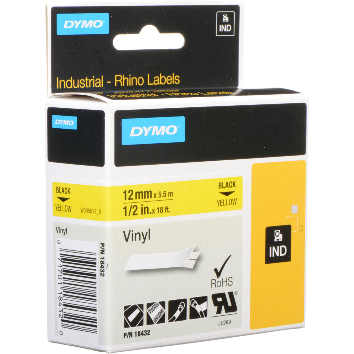 

Dymo Rhino 1/2 inch Adhesive Tape, 18 ft Long, Yellow