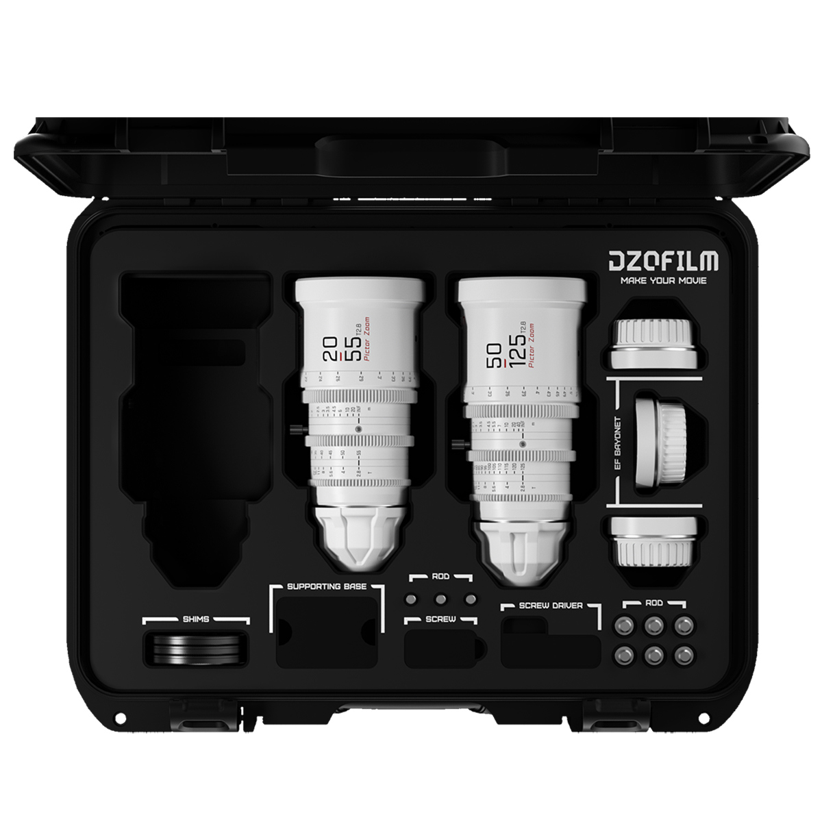 

DZOFILM Pictor 20-55mm & 50-125mm T2.8 Super35 Cine Lens Bundle for PL/EF, White