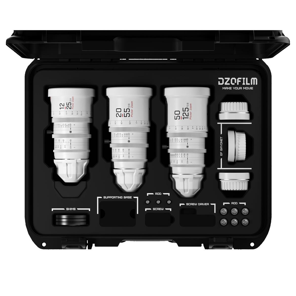 

DZOFILM Pictor Zoom 12-25/20-55/50-125mm T2.8 Cine 3-Lens Kit for PL & EF, White